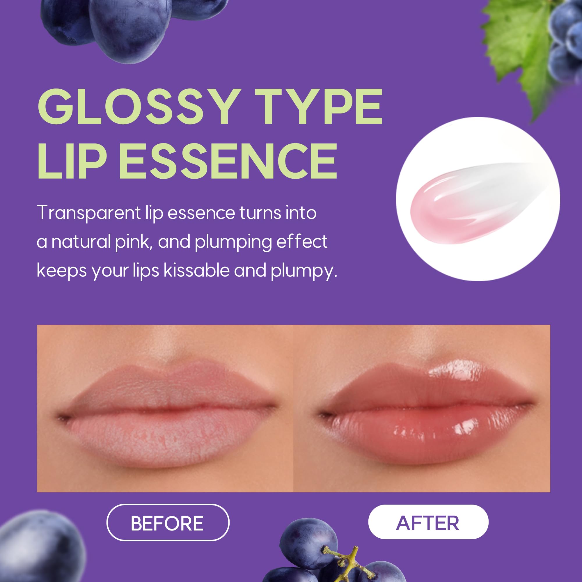Welcos Frudia Grape Honey Chu Lip Essence - Korean Lip Balm For Men & Women | Lip Plumper Gloss Organic Lip Balm Tubes For Lip C
