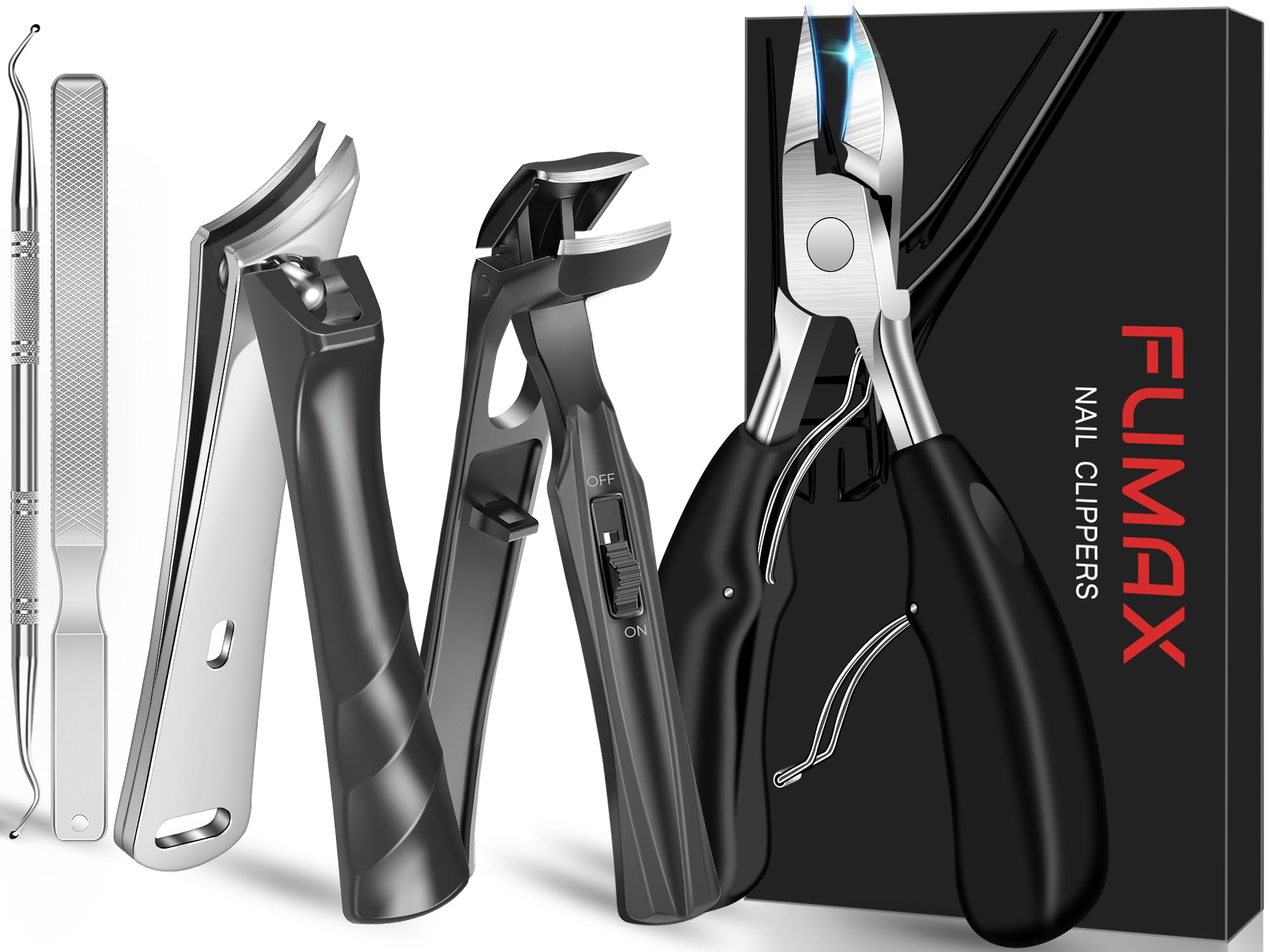 Toenail Clippers for Seniors Thick Toenails, Angled Toe Nail Clippers for Men Thick Nails with Catcher, Heavy Duty Slanted Nail 