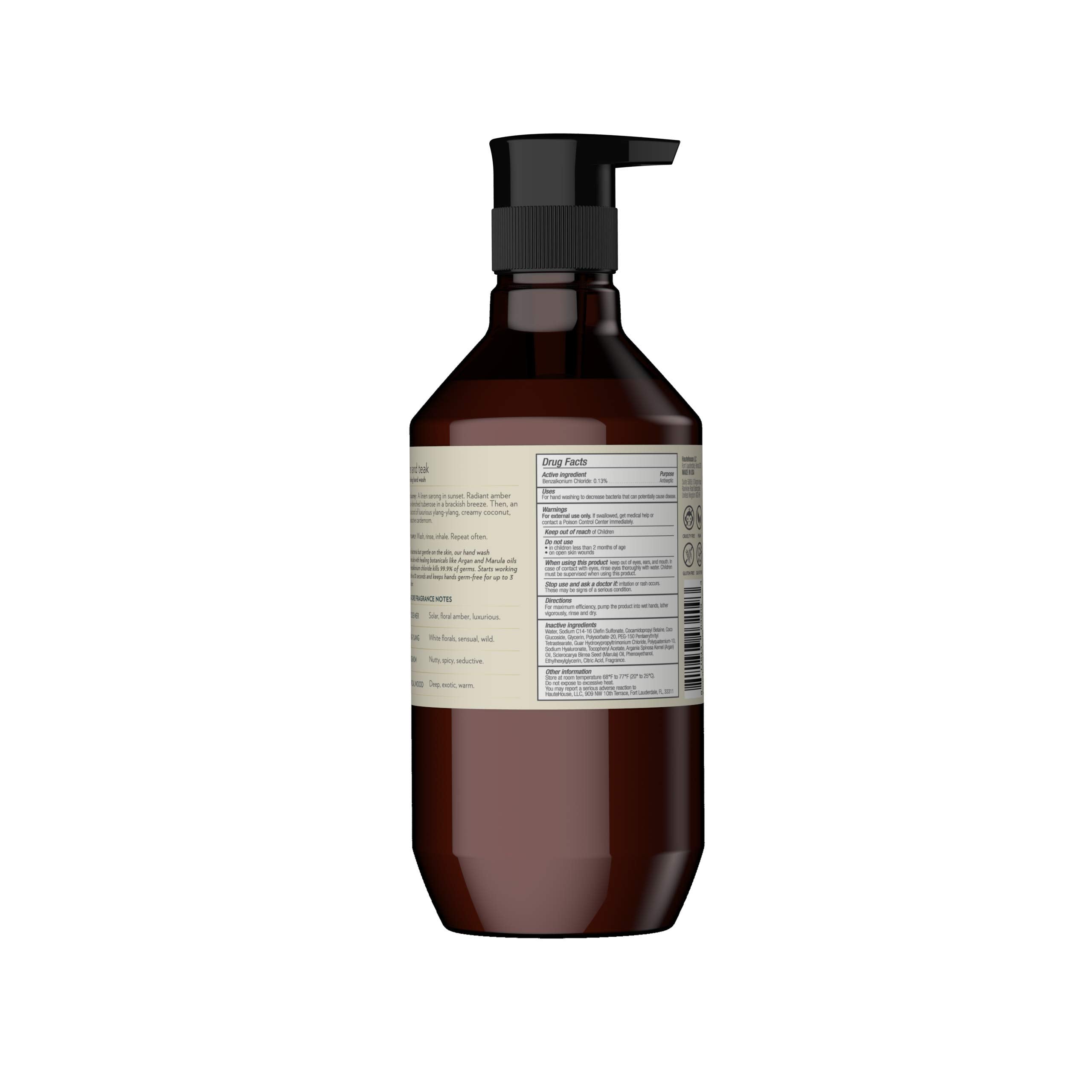 Theorie Linen And Teak Hand And Body Wash - Signature Fragrances - Antimicrobial, Antibacterial, Nourishing, Luxury Soap, Cardam