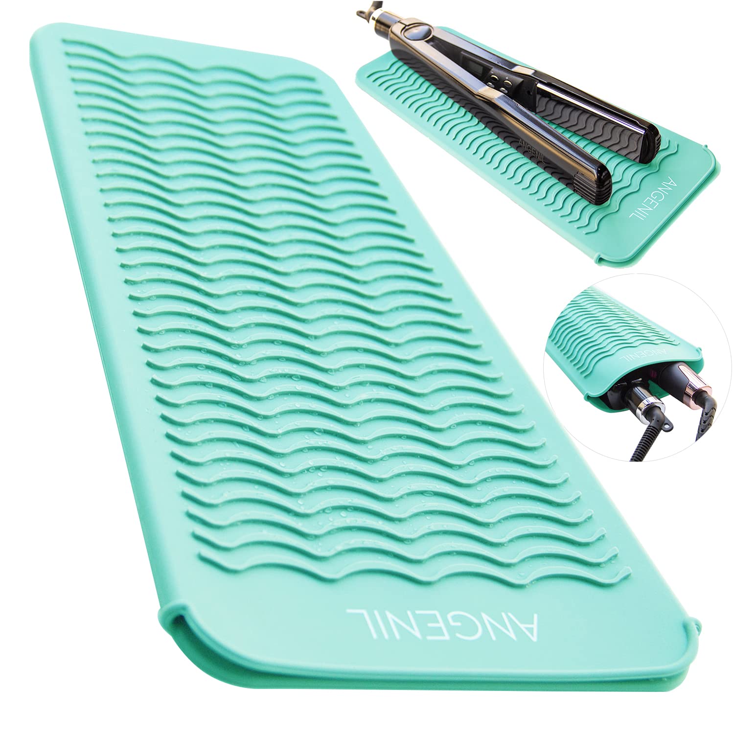 ANGENIL Curling Iron Silicone Mat Heat Resistant for Travel Dual Voltage Flat Iron, Hair Straightener, Rotating Cordless Curling