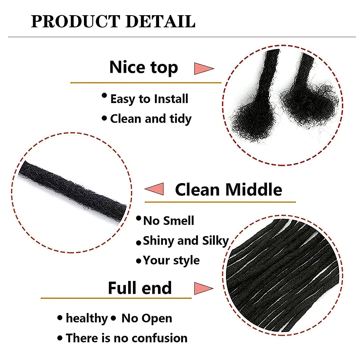 100% Real Human Hair Loc Extensions 12 Inch 100 Strands 0.2Cm Width Full Handmade Permanent Dreadlock Extensions For Women, Men