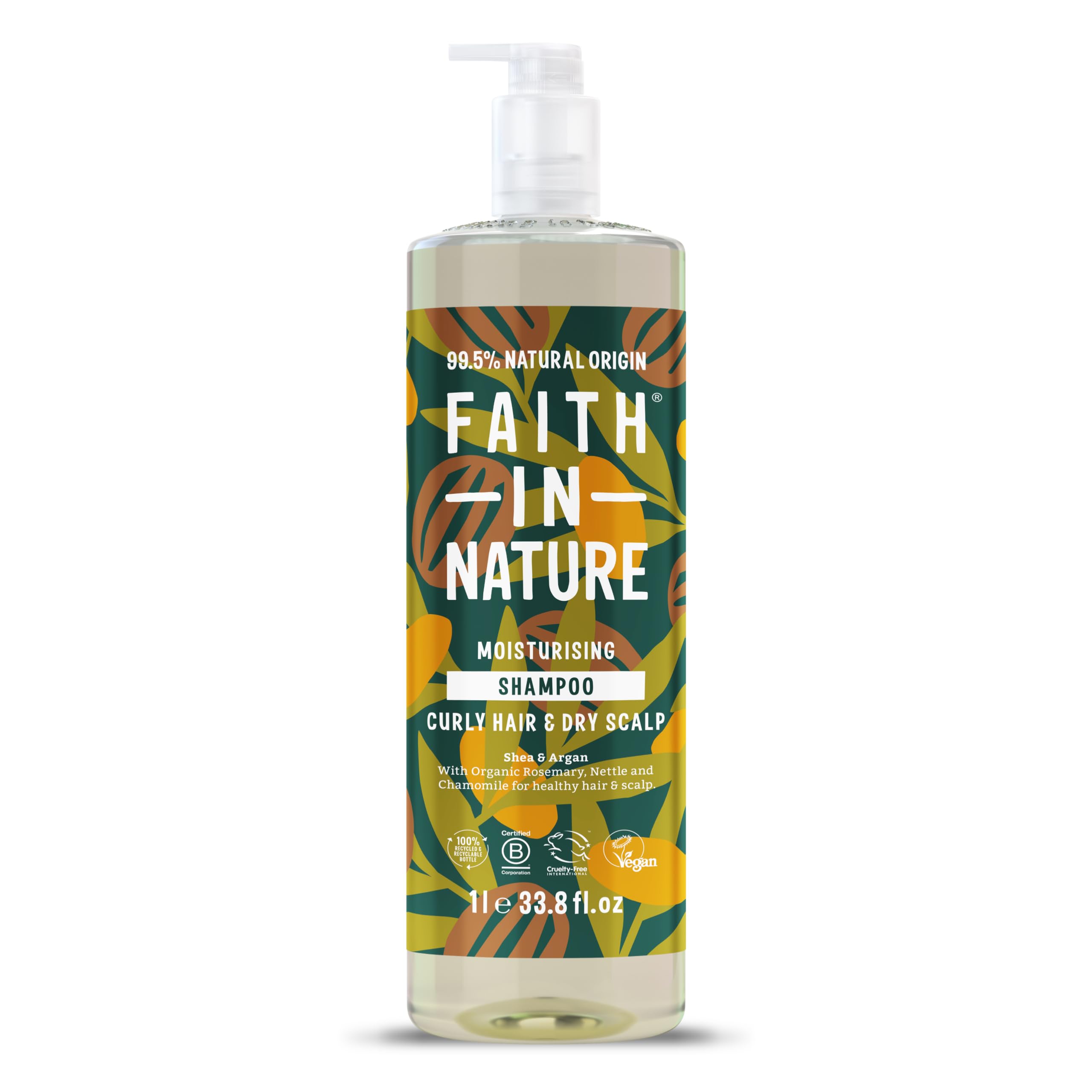 FAITH IN NATURE Natural Shampoo - Vegan & Cruelty Free, No SLS or Parabens - 33.8 fl oz Family Sized, Shea & Argan