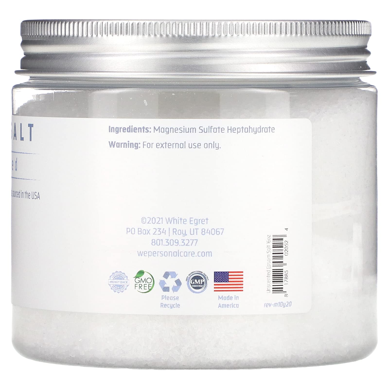 White Egret Pharmaceutical Grade Bath Epsom Salt, 16 Ounce