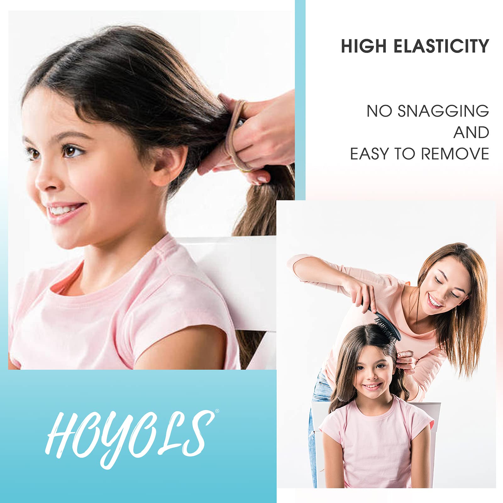HOYOLS Large Cotton Fabric Hair Ties Soft & Gentle Hair Bands Ponytail Holder for Thick Heavy Curly Hair, No Slip No Damage Seam