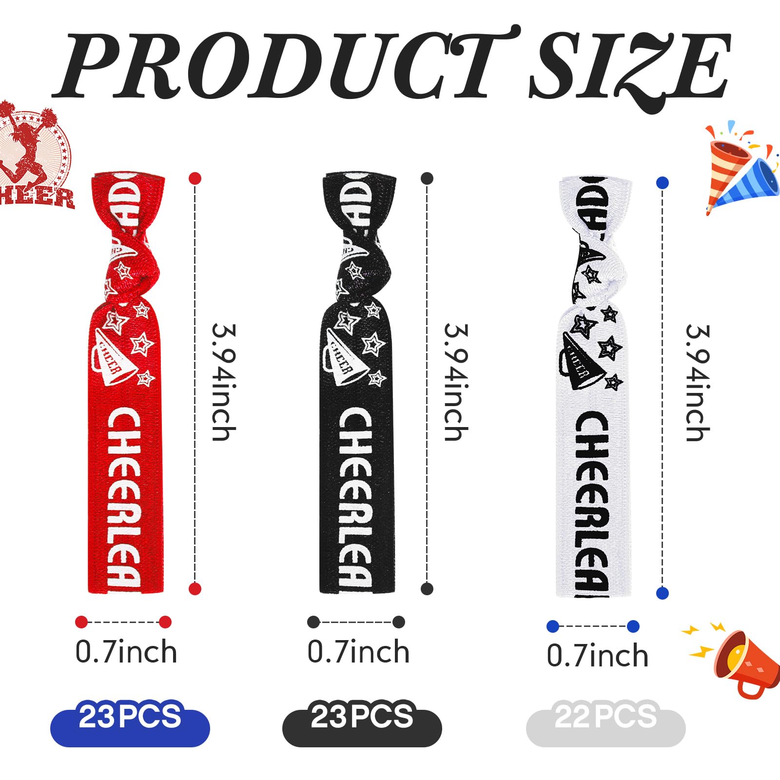 Taiyin 68 Pcs Cheer Hair Ties Bulk Cheer Bracelets Cheerleader Gifts Motivational Gifts Wristbands For Cheer Squad Party Favors,