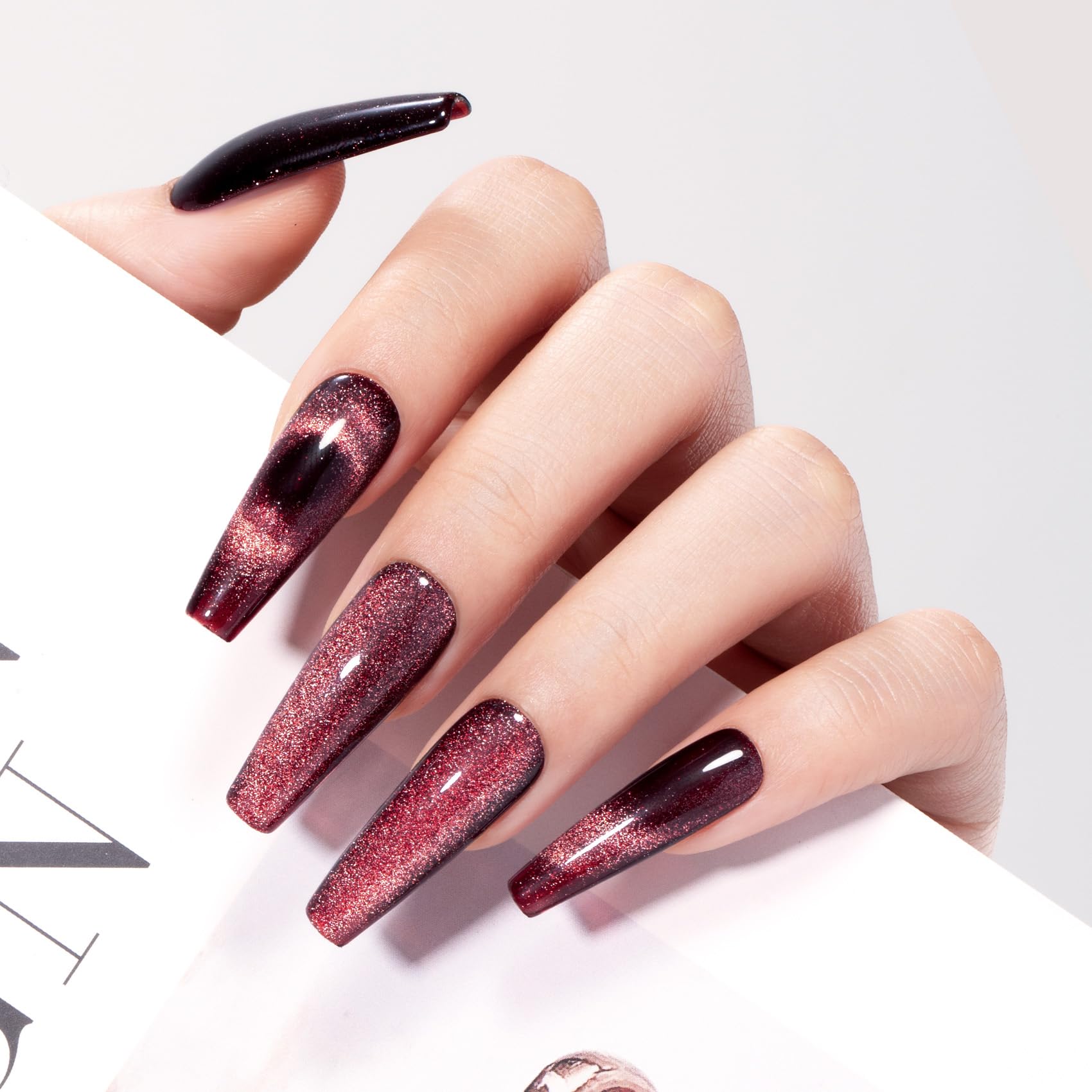 Maychao 15Ml Cat Eye Gel Nail Polish 1Pc Mysterious Red Gel Polish With Magnet Soak Off Holographic Magnetic Nail Polish For Nai