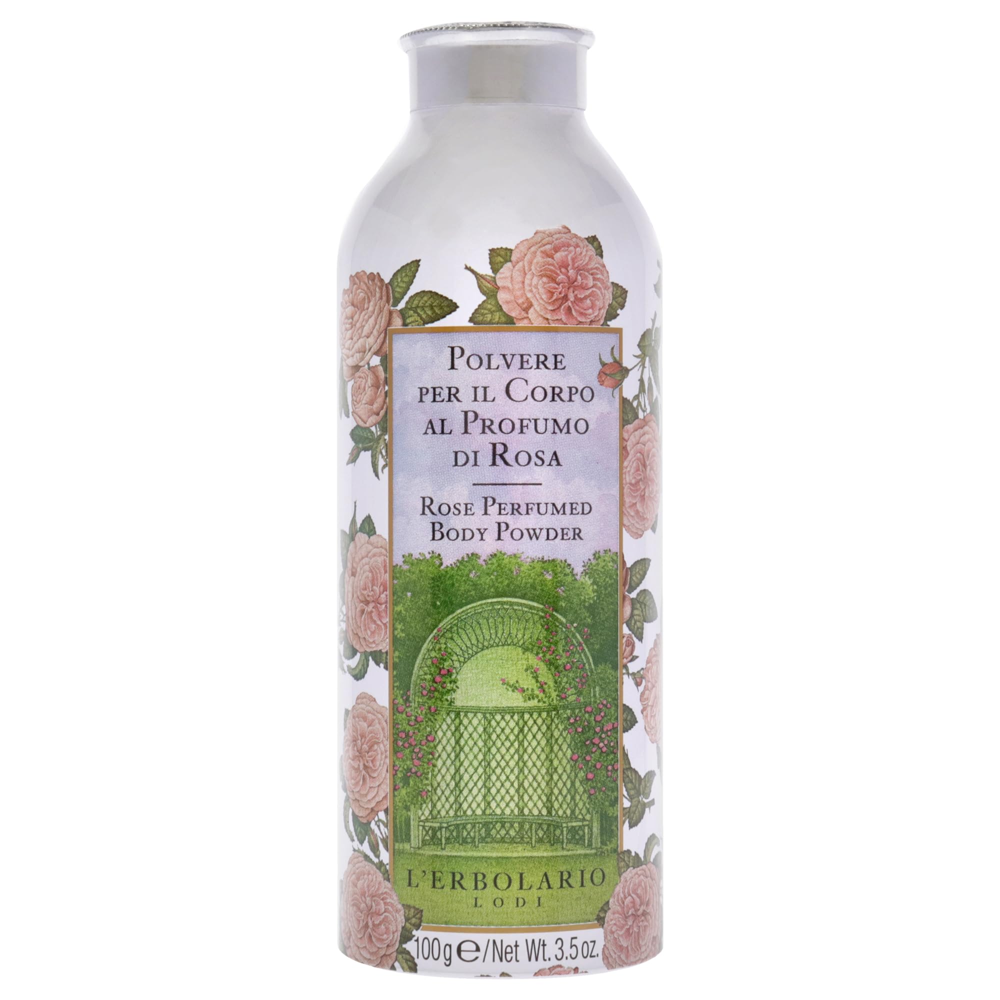 Lerbolario Rose Perfumed Body Powder - Naturally Enticing Floral Scent With Rose, Jasmine, And White Musk - No Silicones, Parabe