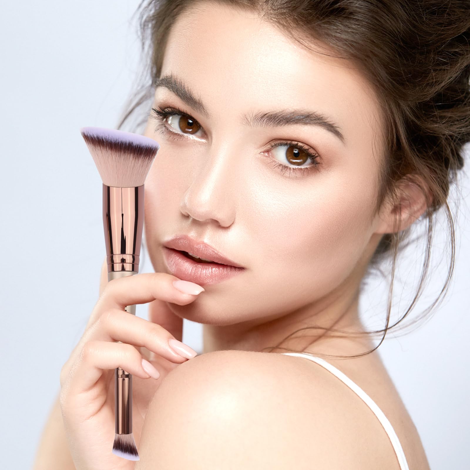 Daubigny Makeup Brushes Dual-Ended Angled Foundation Brush Concealer Brush Perfect For Any Look Premium Luxe Hair Rounded Taperd