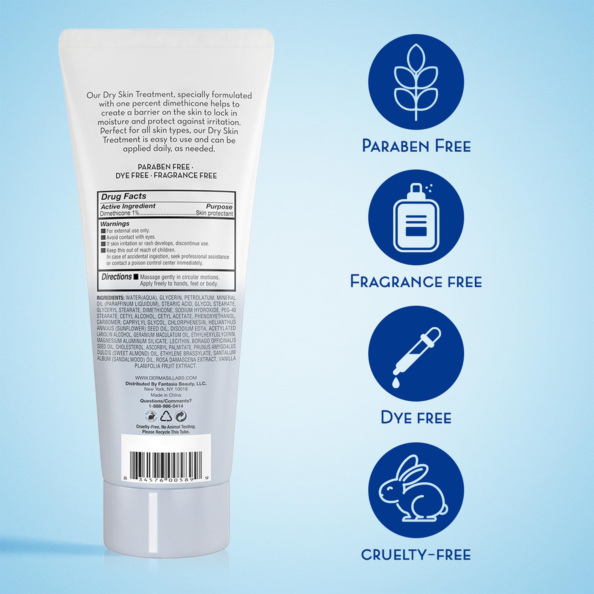 Dermasil Body Lotion, Dry Skin Treatment, 3-Pack - Non-Greasy, Fast-Absorbing, Fragrance-Free Lotion, Cruelty-Free, 8 Oz Ea