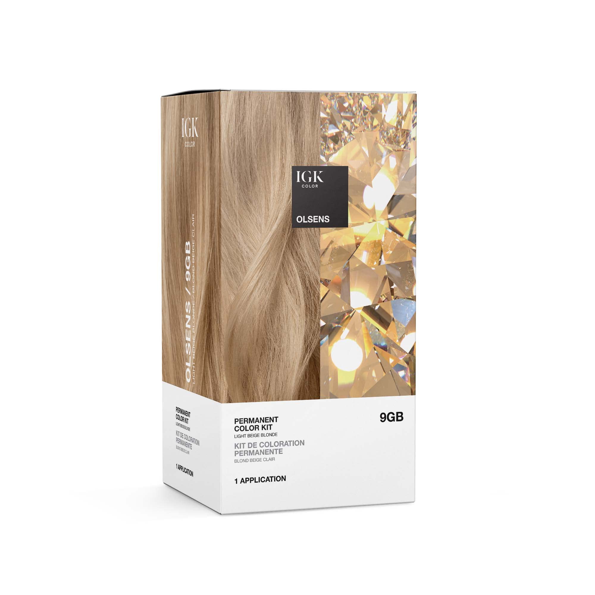 IGK Permanent Color Kit OLSENS - Light Beige Blonde 9GB | Easy Application + Strengthen + Shine | Vegan + Cruelty Free + Ammonia