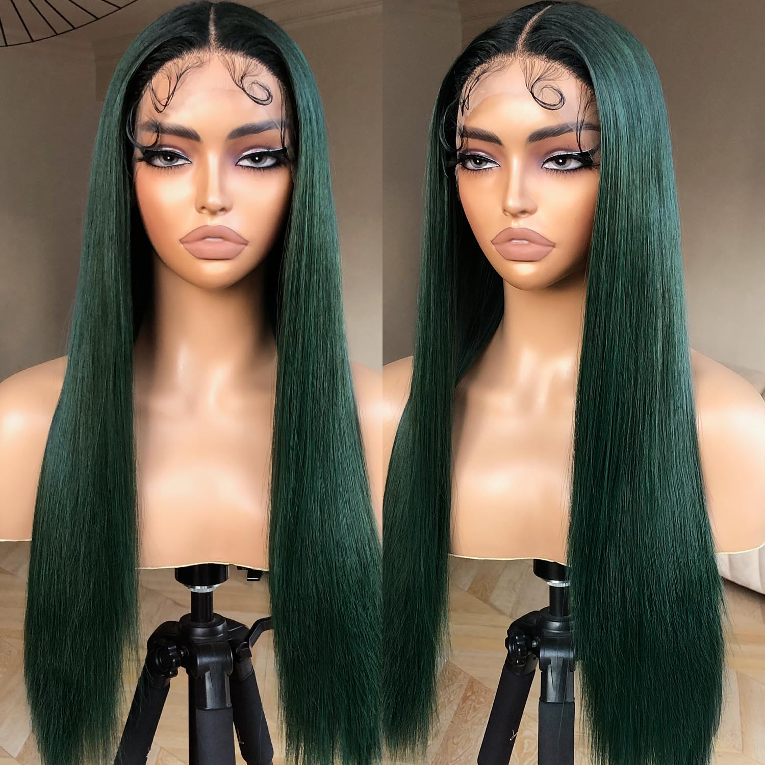 Brownbomb Straight Lace Front Wig Pre Plucked, Synthetic Lace Front Wig Pre Plucked, Hd Glueless Wigs 13X5X1 Lace Wigs For Women