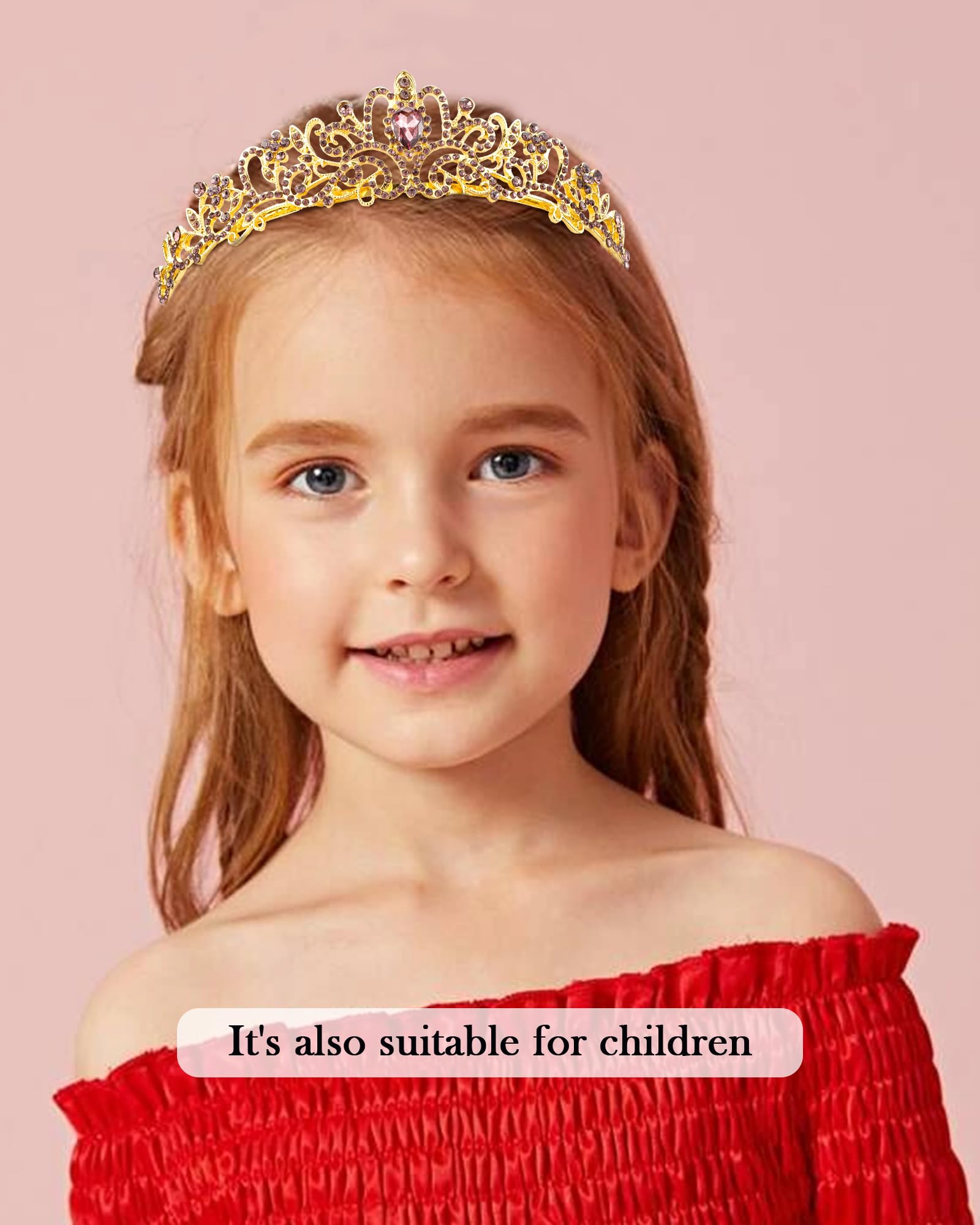 Cocide Gold Tiaras And Crowns For Women Crystal Princess Tiara Purple Rhinestone Queen Crown With Combs Bride Bridal Wedding Pro
