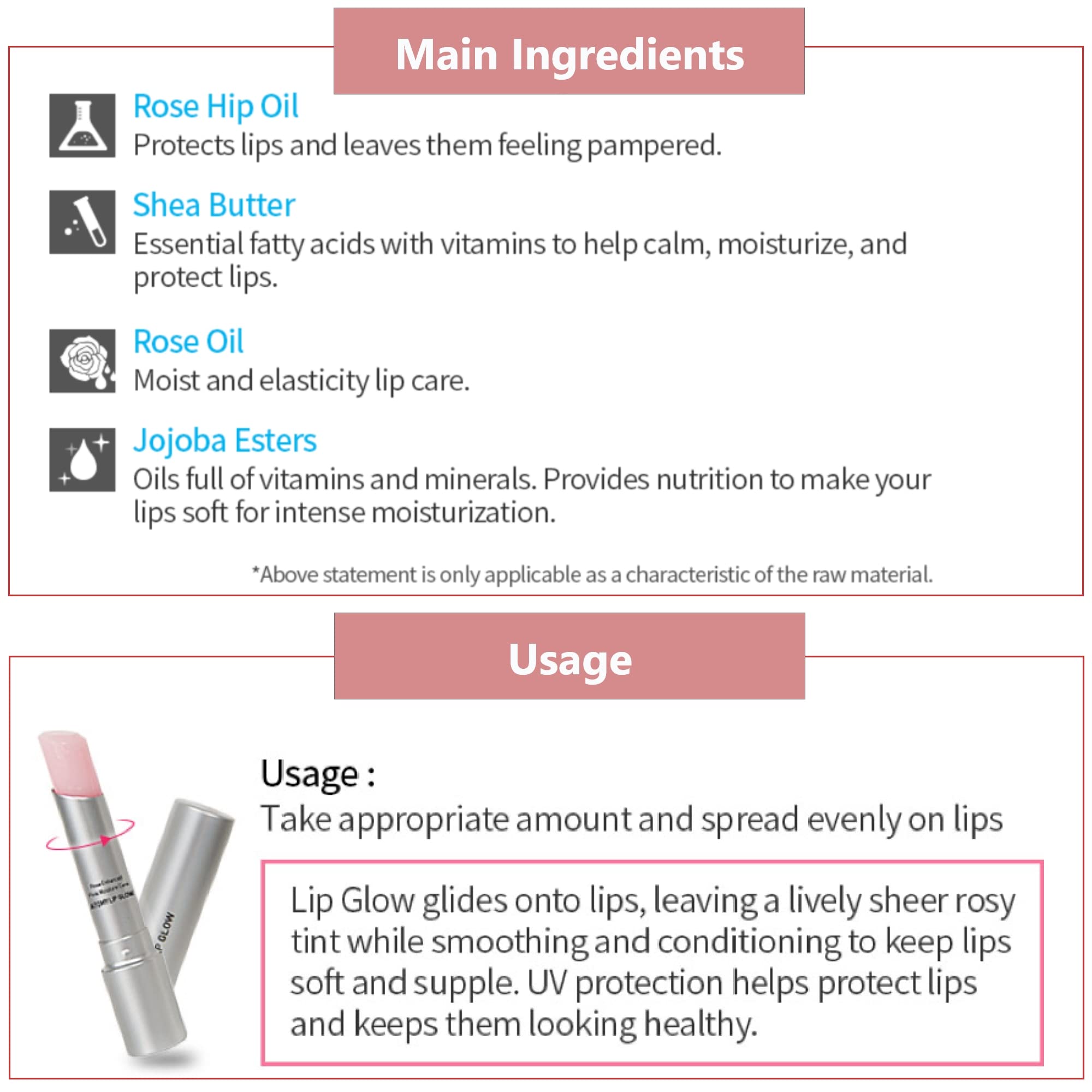 Atomy Lip Glow 3.3g x 2 EA - Moisturizing Lip Care Treatment Balm with Natural Pink Color