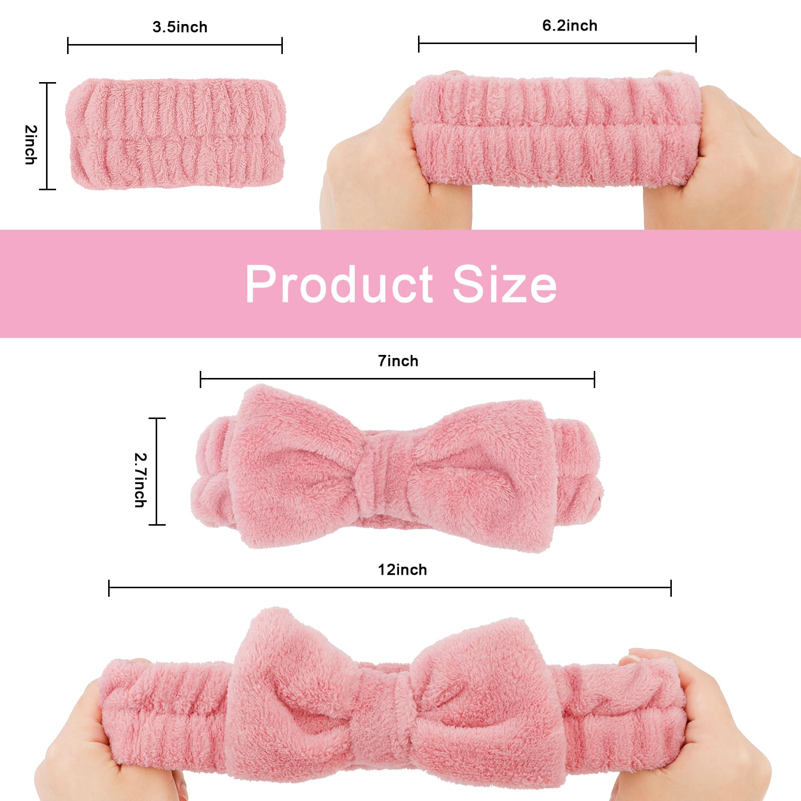 Cieher 12 Pcs Makeup Headband For Women Wrist Washband Scrunchies Cuffs For Washing Face, Soft Bow Hair Band Matching Wristbands