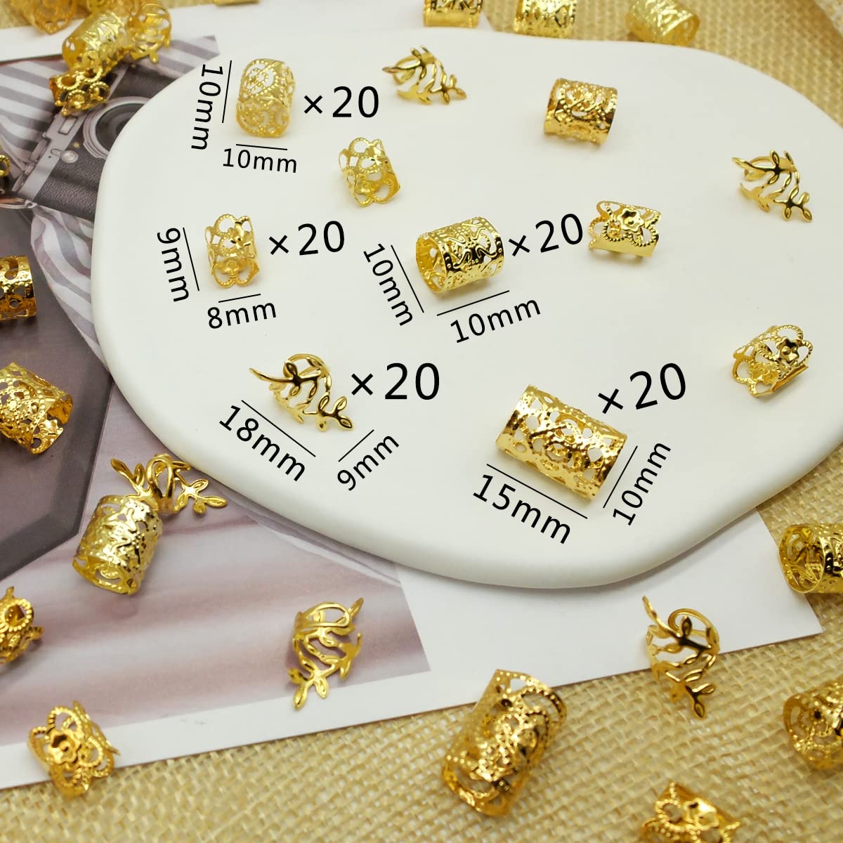 100Pcs Gold Hair Jewelry For Braids Loc Jewelry Rings For Hair Adjustable Cuffs Dreadlocks Hair Beads For Women Braids Accessori