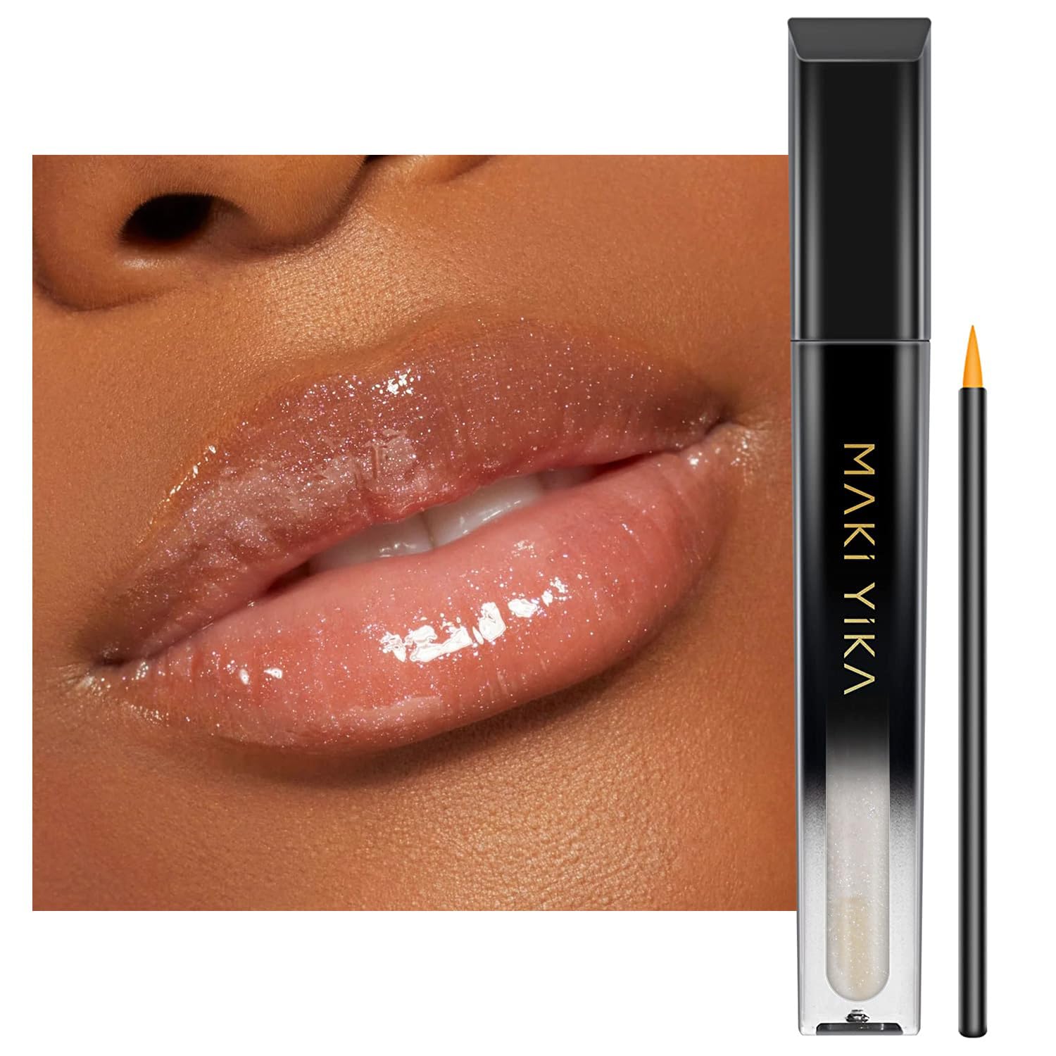 MAKI YIKA Clear Lip Gloss for Women Lip Plumper Gloss Tinted Glitter Lipgloss Moisturizing High Shine Plumping Lip Gloss, Clear 