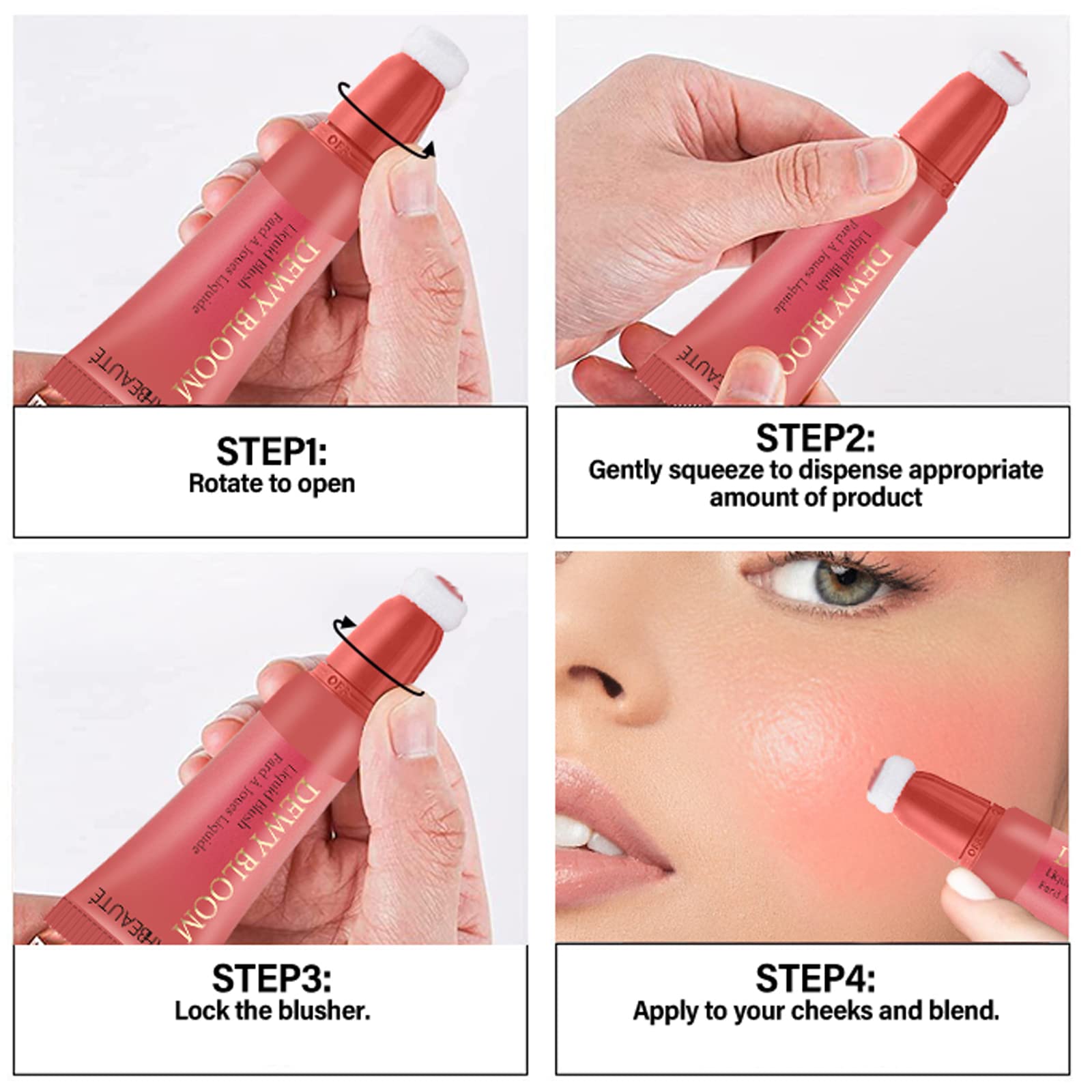 Paminify Blush Beauty Wand,Matte Face Blush Contour Wand With Cushion Applicator,Smooth Creamy Liquid Blush Wand,Blendable Blush