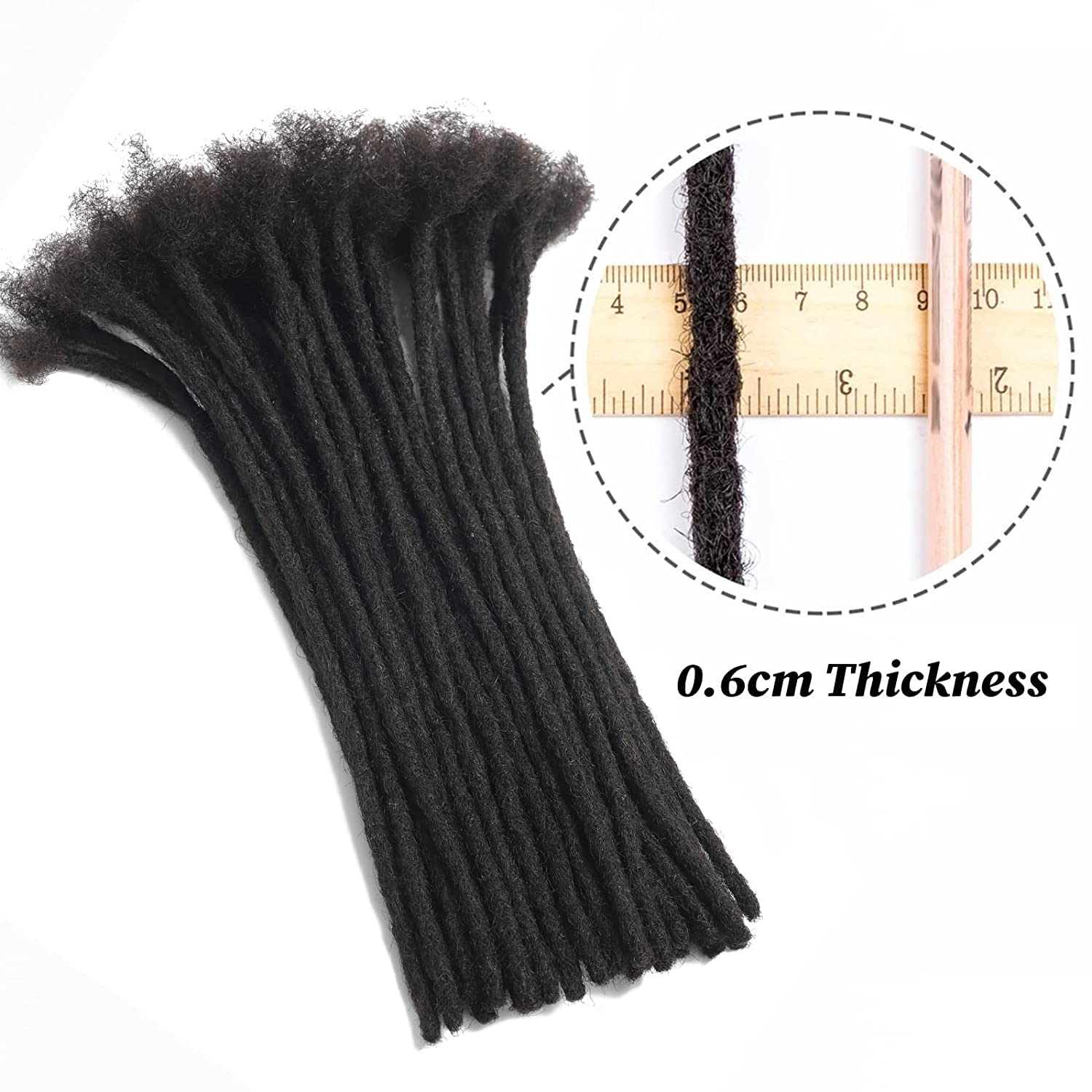 Loc Extension Human Hair 4 Inch 10 Strands 0.6Cm Width 100% Full Handmade Permanent Loc Extension Human Hair For Women/Men Can B