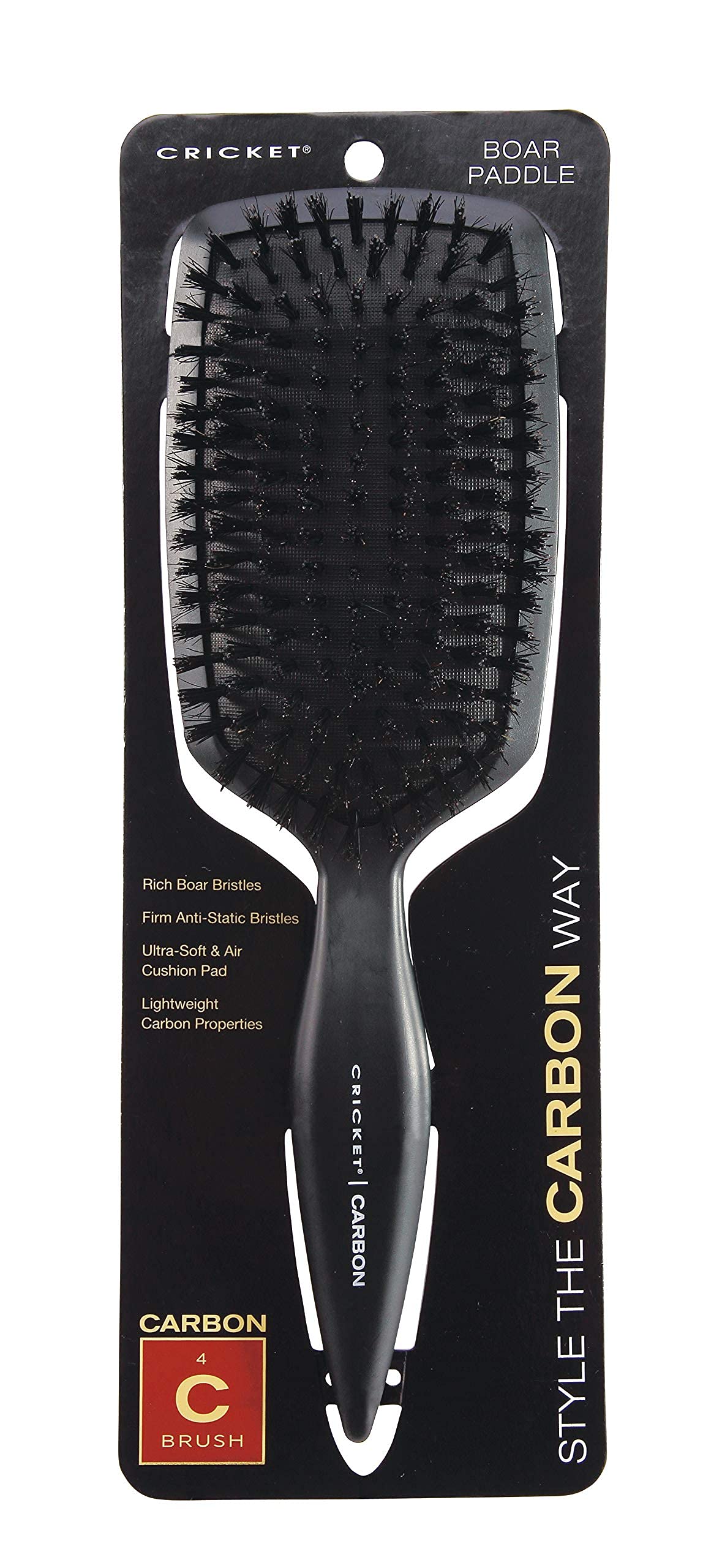 Cricket Carbon Boar Paddle Hair Brush For Blow Drying And Styling, Large Wide Anti-Static Hairbrush For Long Short Thick Thin Cu