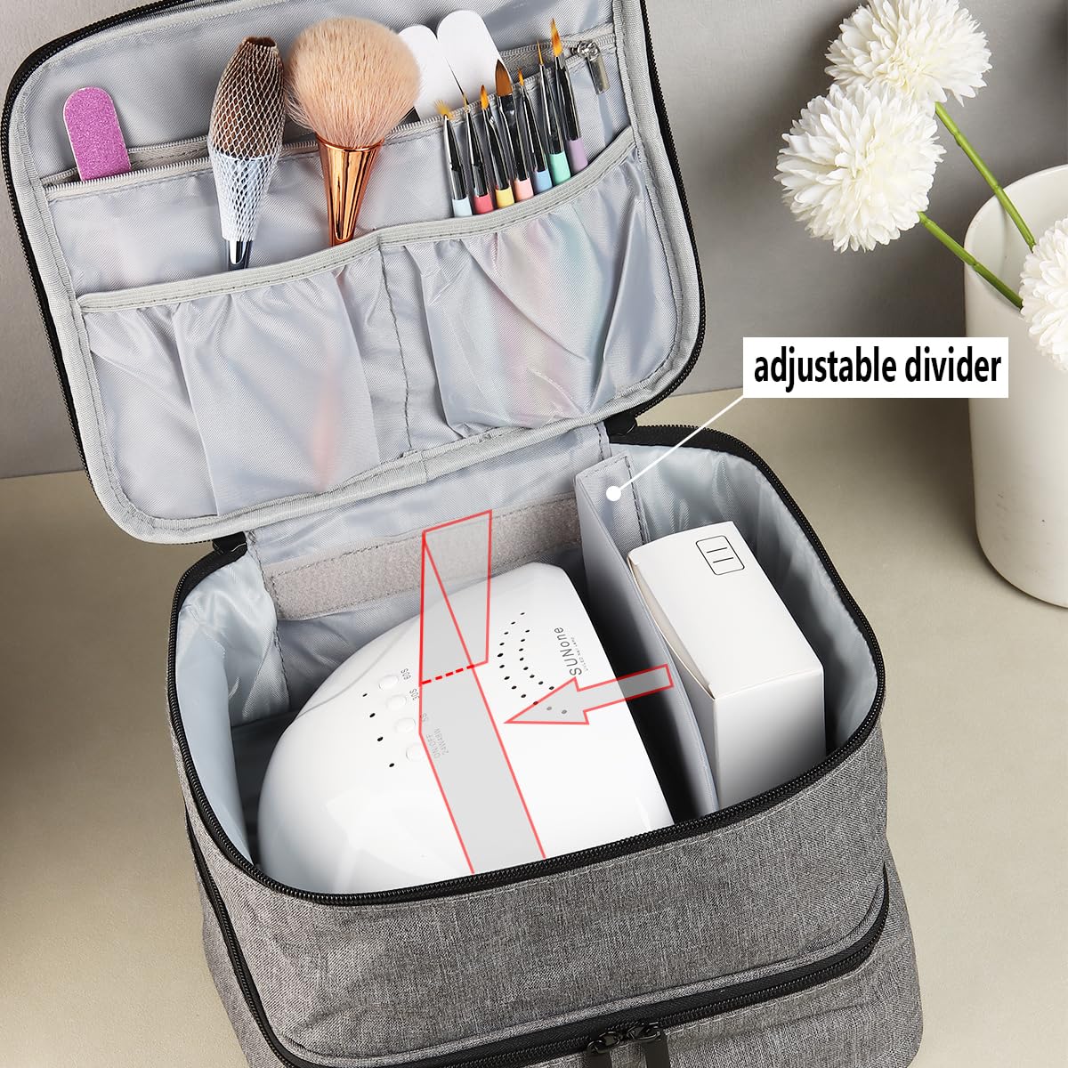 Fcozpjk Nail Polish Carrying Case, Portable Nail Polish Organizer Holds 30 Bottles, Nail Polish Holder Case With Removable Secti