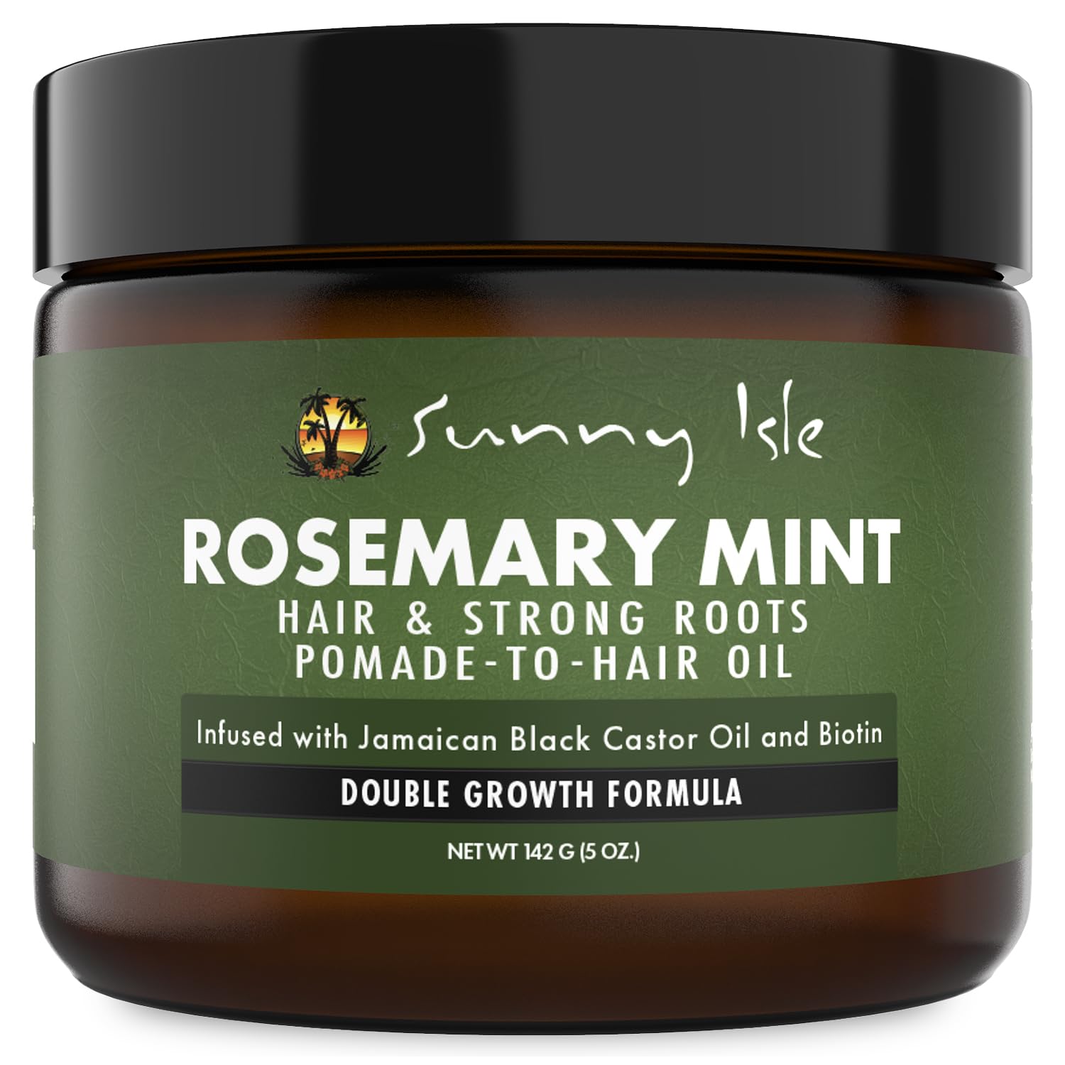 Sunny Isle Rosemary Mint Hair & Strong Roots Pomade-To-Hair Oil 5oz | Double Growth Formula | Infused with Biotin & Jamaican Bla