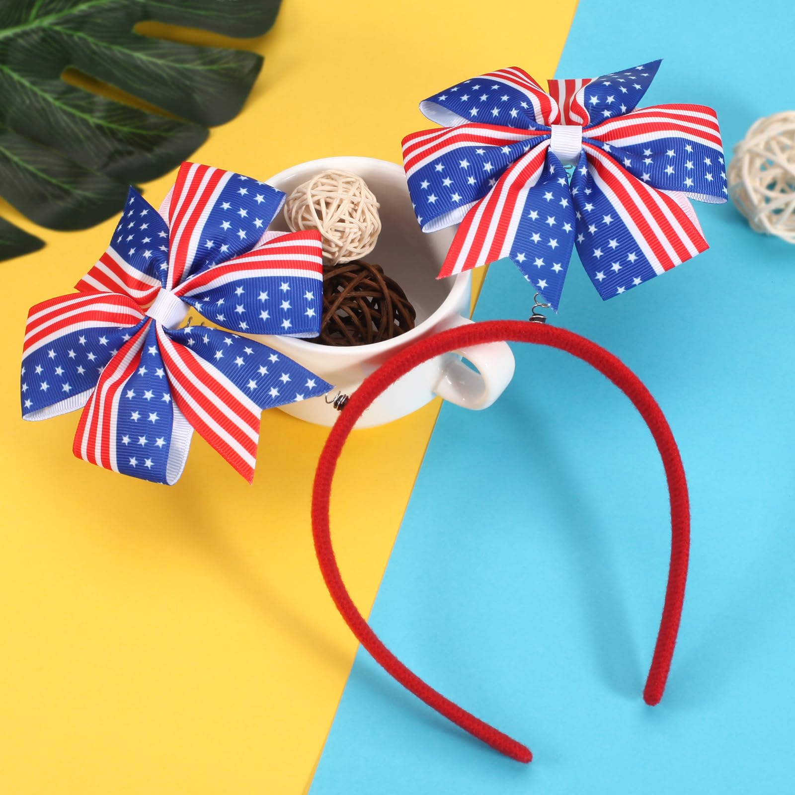 Ardorchid 4th of July Headband Independence Day Hair Accessories Patriotic America USA Flag Red White and Blue Star Party Hair D