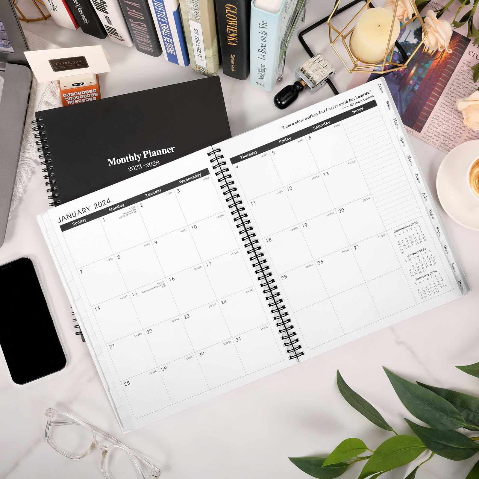 2023-2028 Monthly Plannercalendar - Jul 2023 - Jun 2028, 5 Year Monthly Planner with Tabs  celebrity Quotes, 9 x 11, Famous Quot