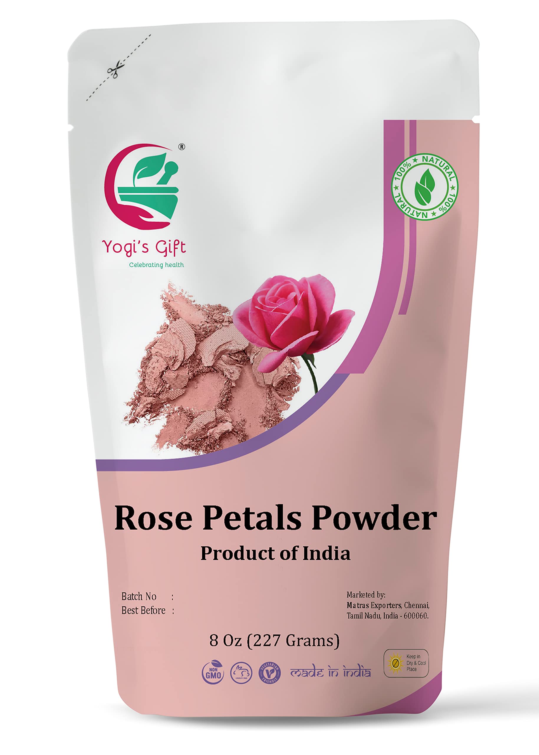 Rose Petal Powder | 8 oz | Make Tea, Smoothies or Lattes | Best Ingredient for Face Mask Too | Soothing Fragrance | Excellent Na
