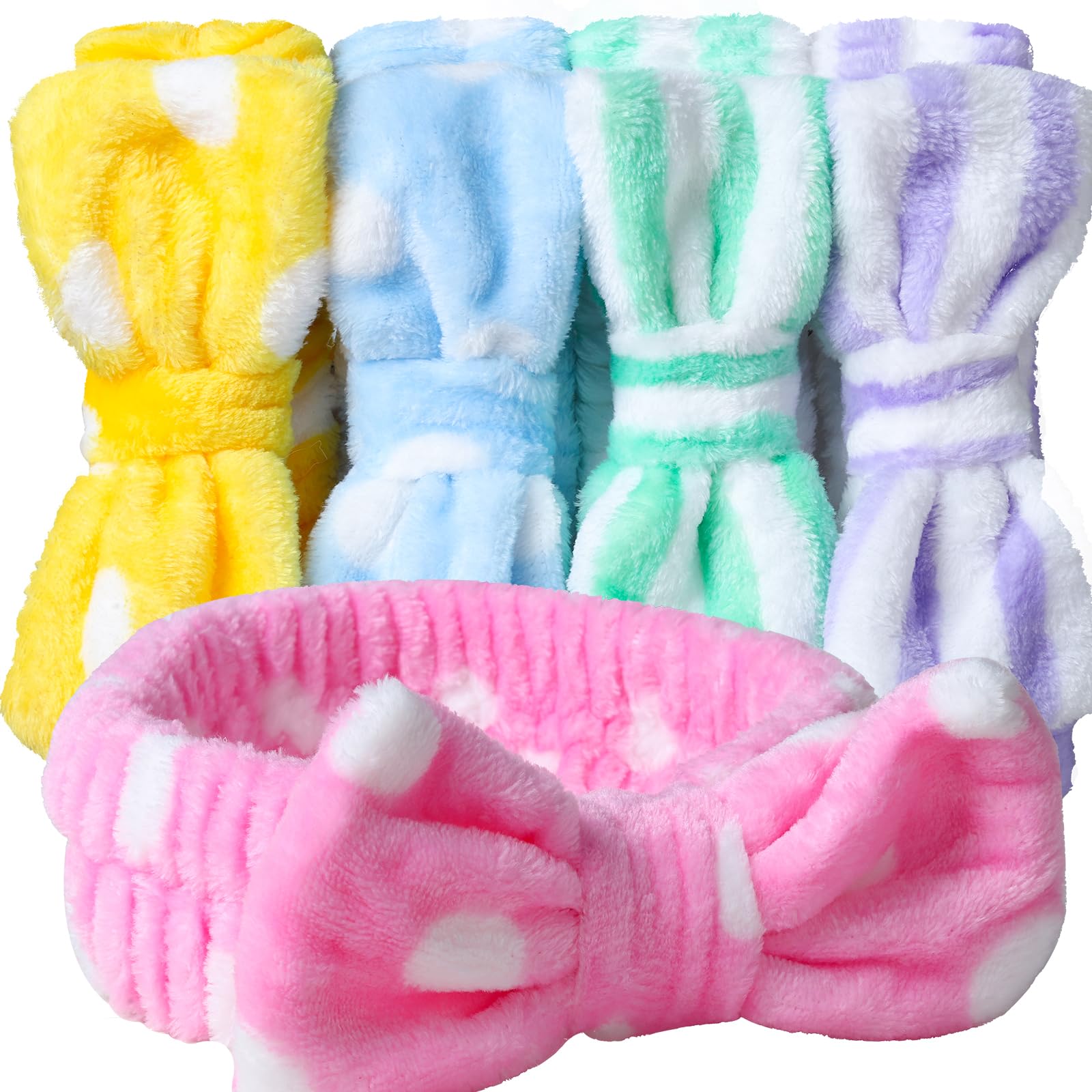 Teenitor Hairband, 5Pcs Makeup Headband With Removable Bow, Spa Headband For Washing Face, Makeup, Shower, Microfiber Headband F