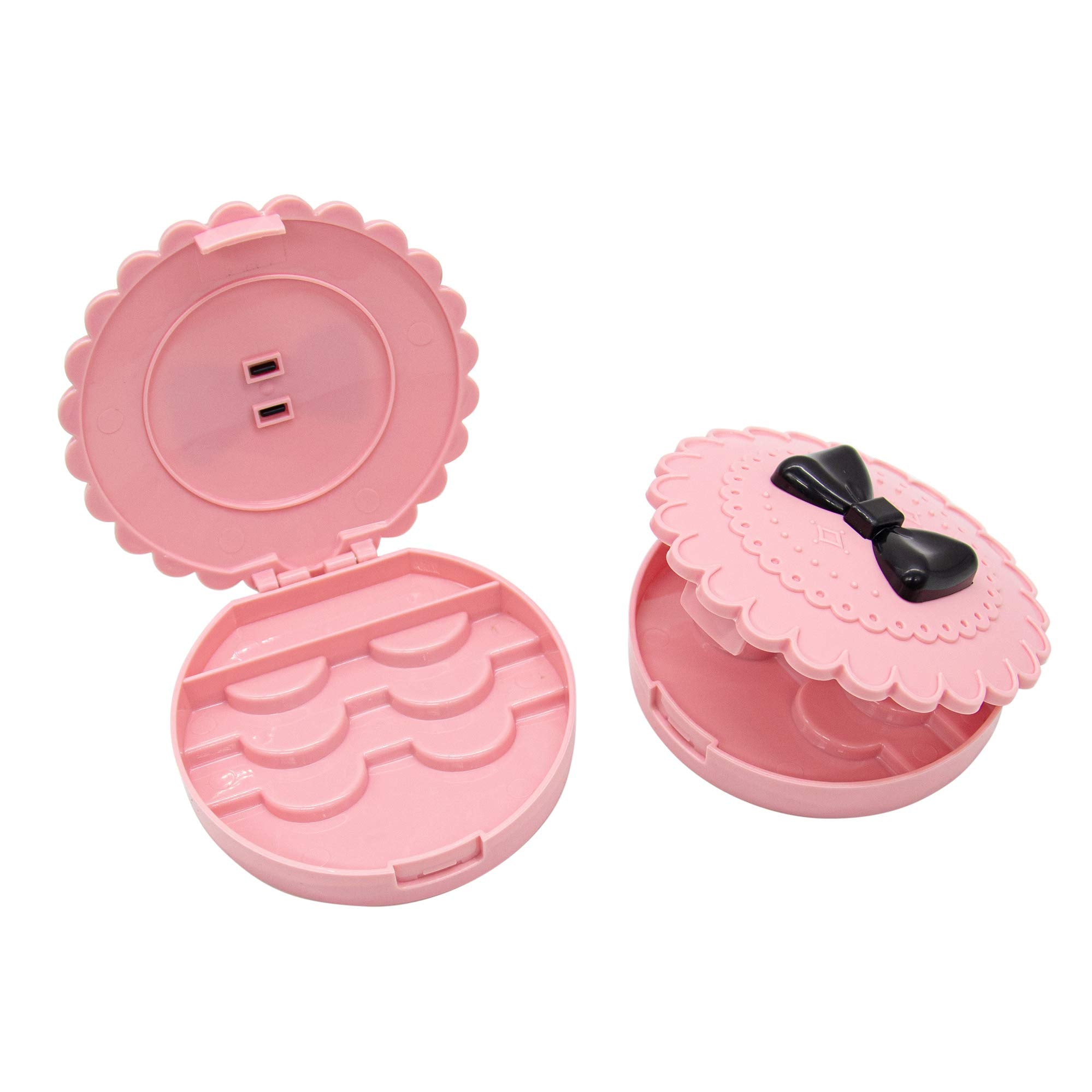 Auear, 2 Pack Of Bow Eyelashes Case Plastic Eyelashes Case Pink Storage Eyelashes Box For Travel Women And Girls