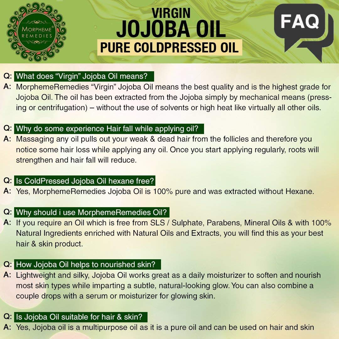 Morpheme Remedies Cold Pressed Virgin Jojoba Oil, 120ml