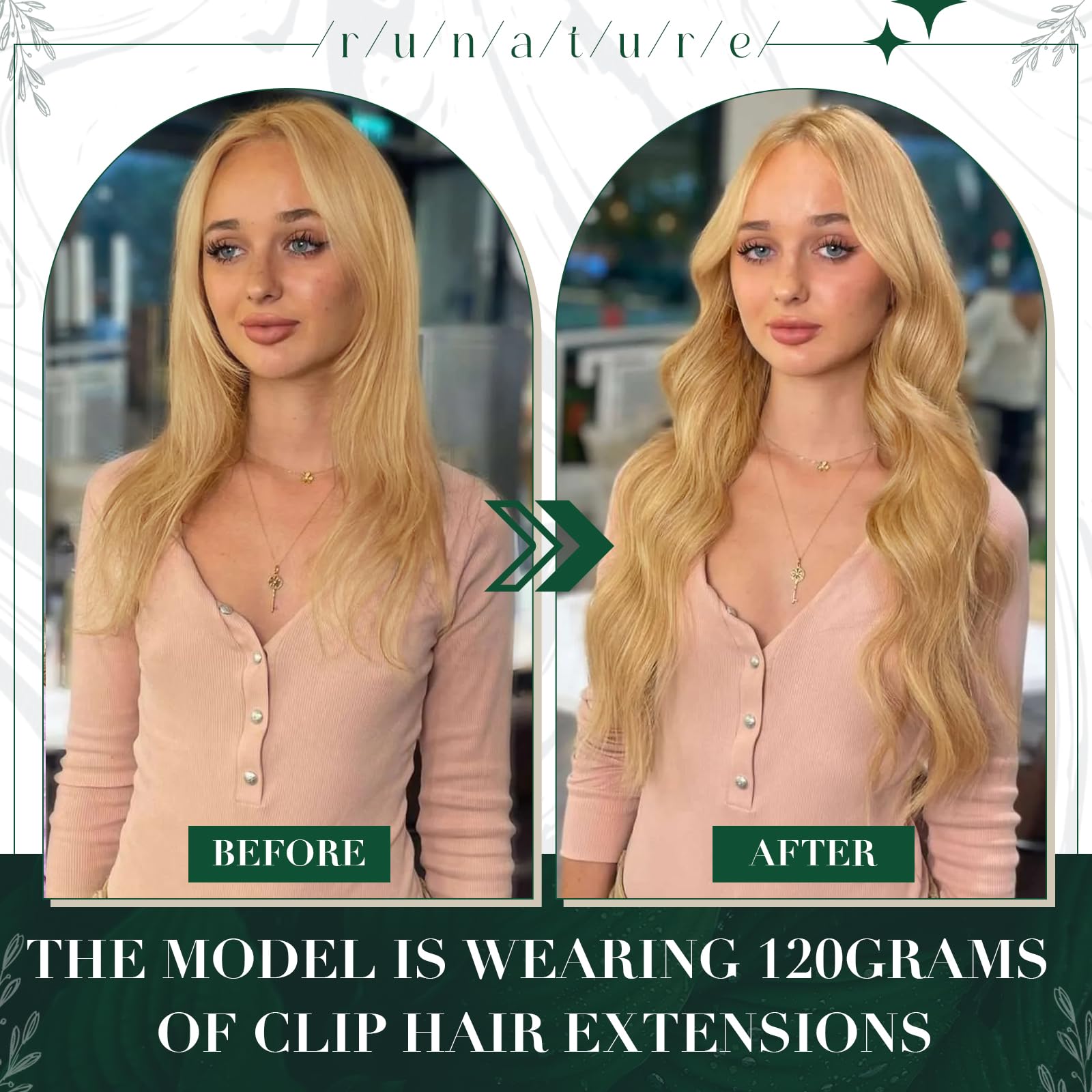Runature 20 Inch Clip In Hair Extensions Real Human Hair Long Hair Extensions Clip Ins Double Weft Straight Clip In Human Hair E