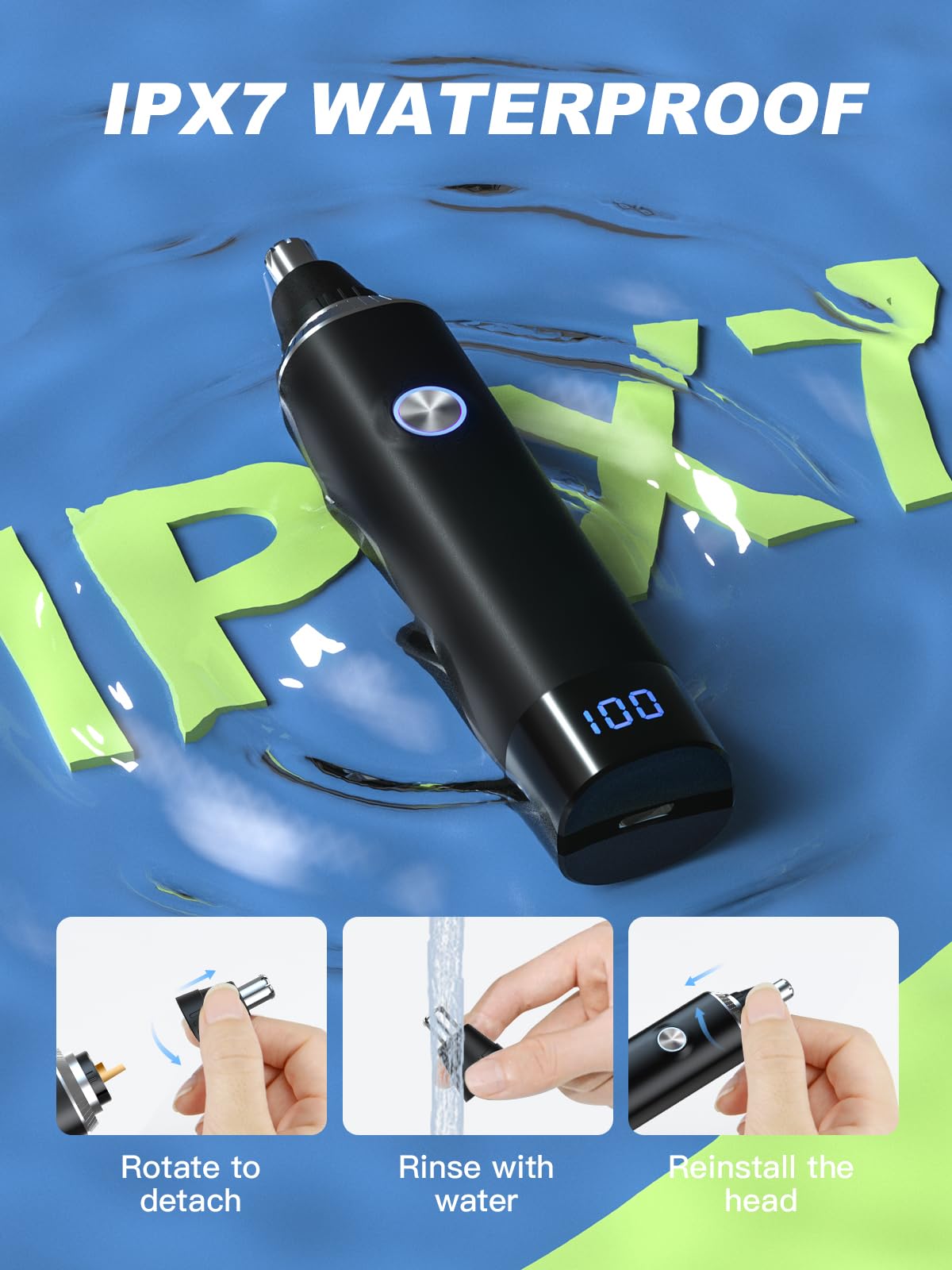 Ginity Ear & Nose Hair Trimmer With Led Display For Men Women,Painless Usb Rechargeable Eyebrow & Facial & Nose Hair Trimmer Cli