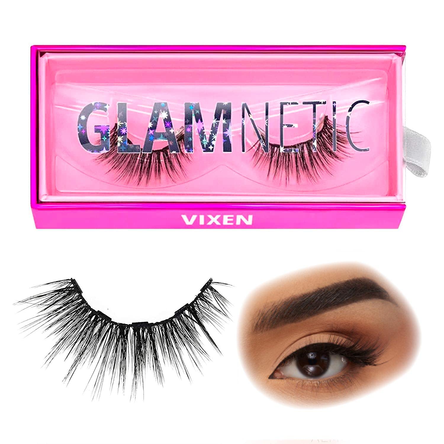 Glamnetic Magnetic Eyelashes - Vixen | Long Magnetic Lashes, 60 Wears Reusable Wispy Faux Mink Lashes, Dramatic Party Lashes - 1