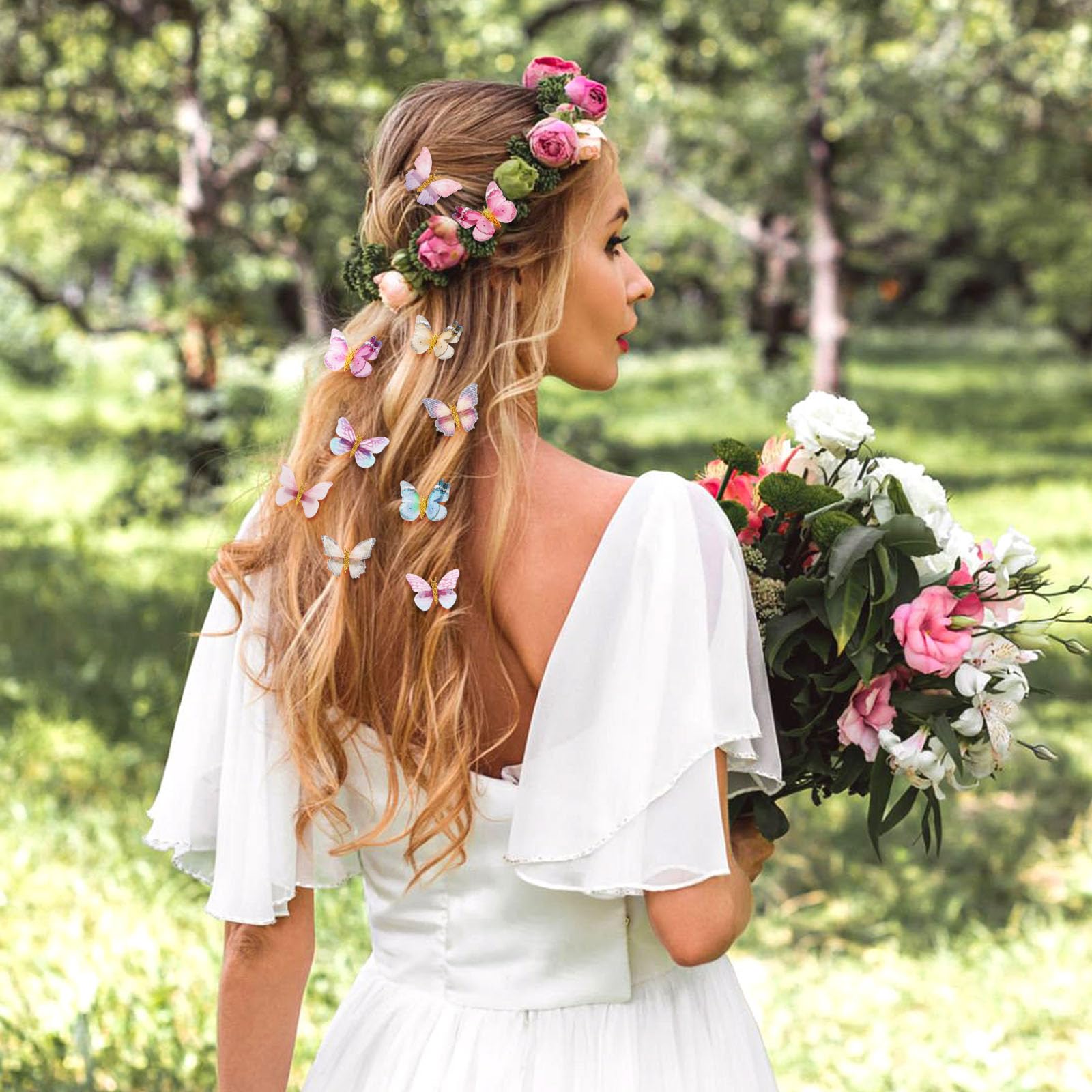 Paderison 20Pcs Butterfly Hair Clips for Kids Moving Glitter Butterfly Clips Fairy Accessories for Women Butterfly Hair Accessor