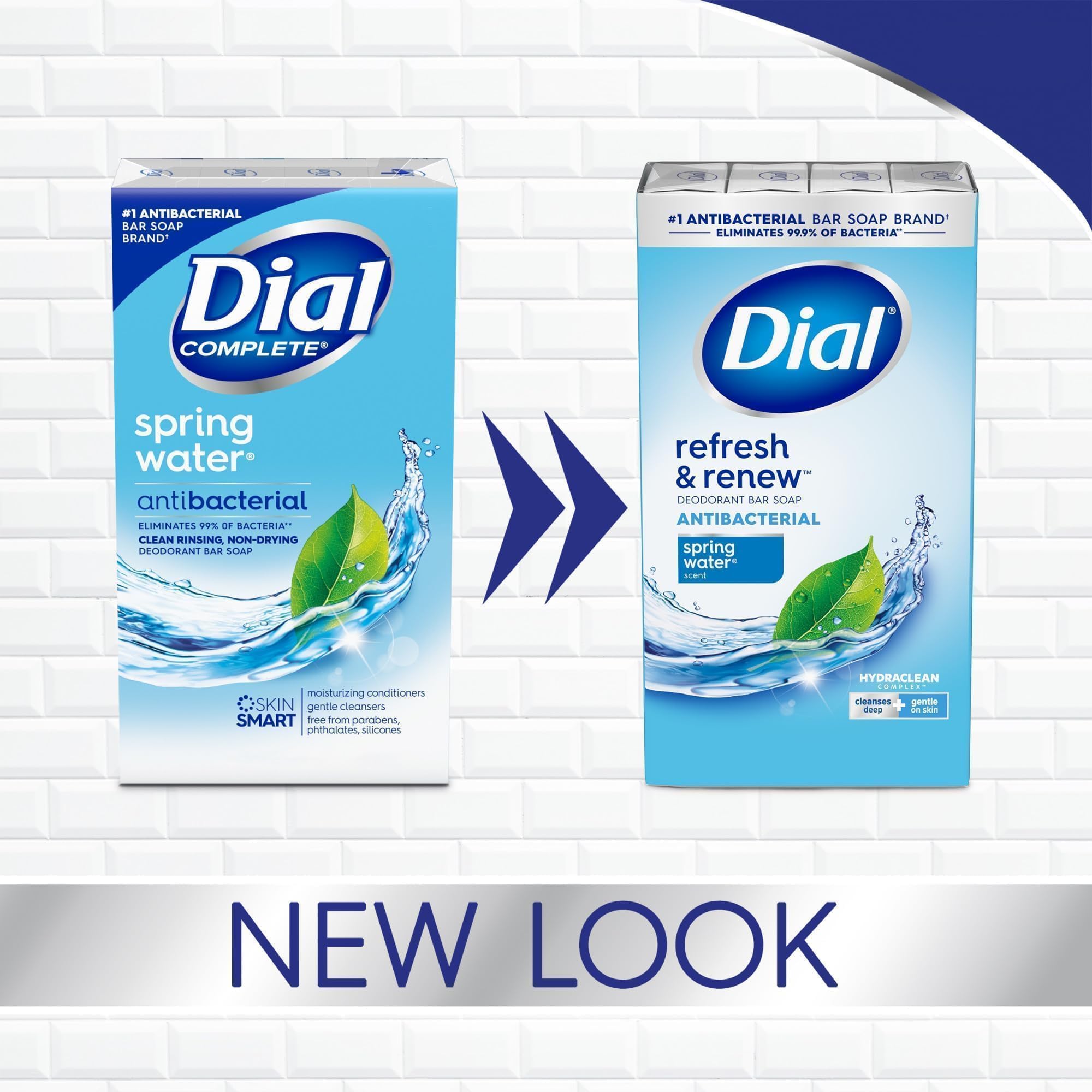 Dial Antibacterial Bar Soap, Spring Water, 32 Bars, 8 Count (Pack Of 4)