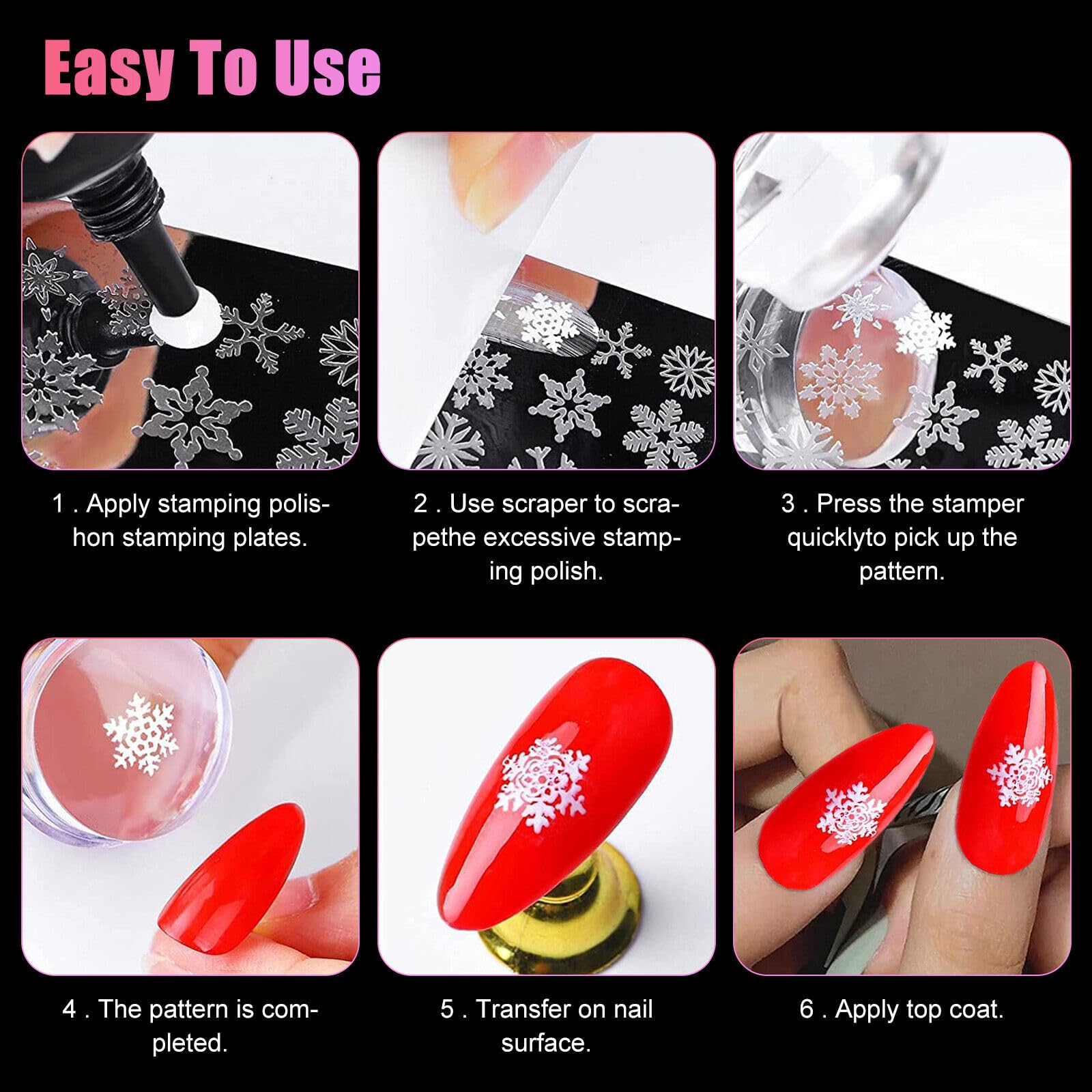 Nail Art Stamper, Clear Silicone Stamping Jelly with Scraper, Transparent Visible Body, No Misplacement for DIY Nail Decor, Home