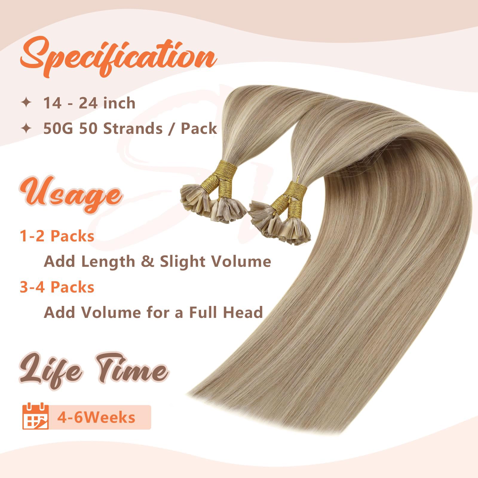 Sunny Utip Hair Extensions Human Hair Ash Blonde U Tip Hair Extensions Human Hair Golden Blonde Highlight Light Blonde Hair Exte