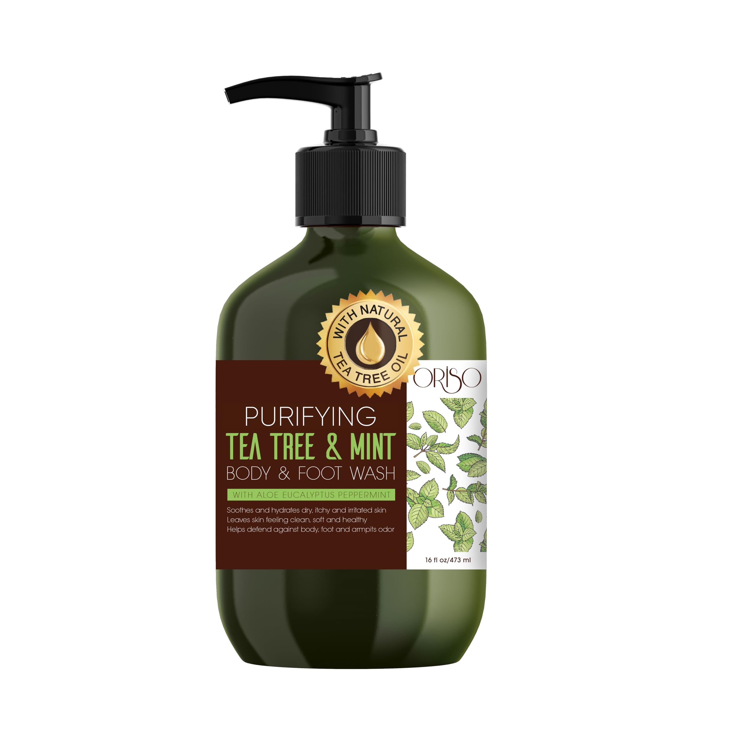 Tea Tree Body Wash with Mint for Women and Men - Helps Acne - Athletes Foot - Jock Itchy - Ringworm - Eczema - Body Odor - Itchy