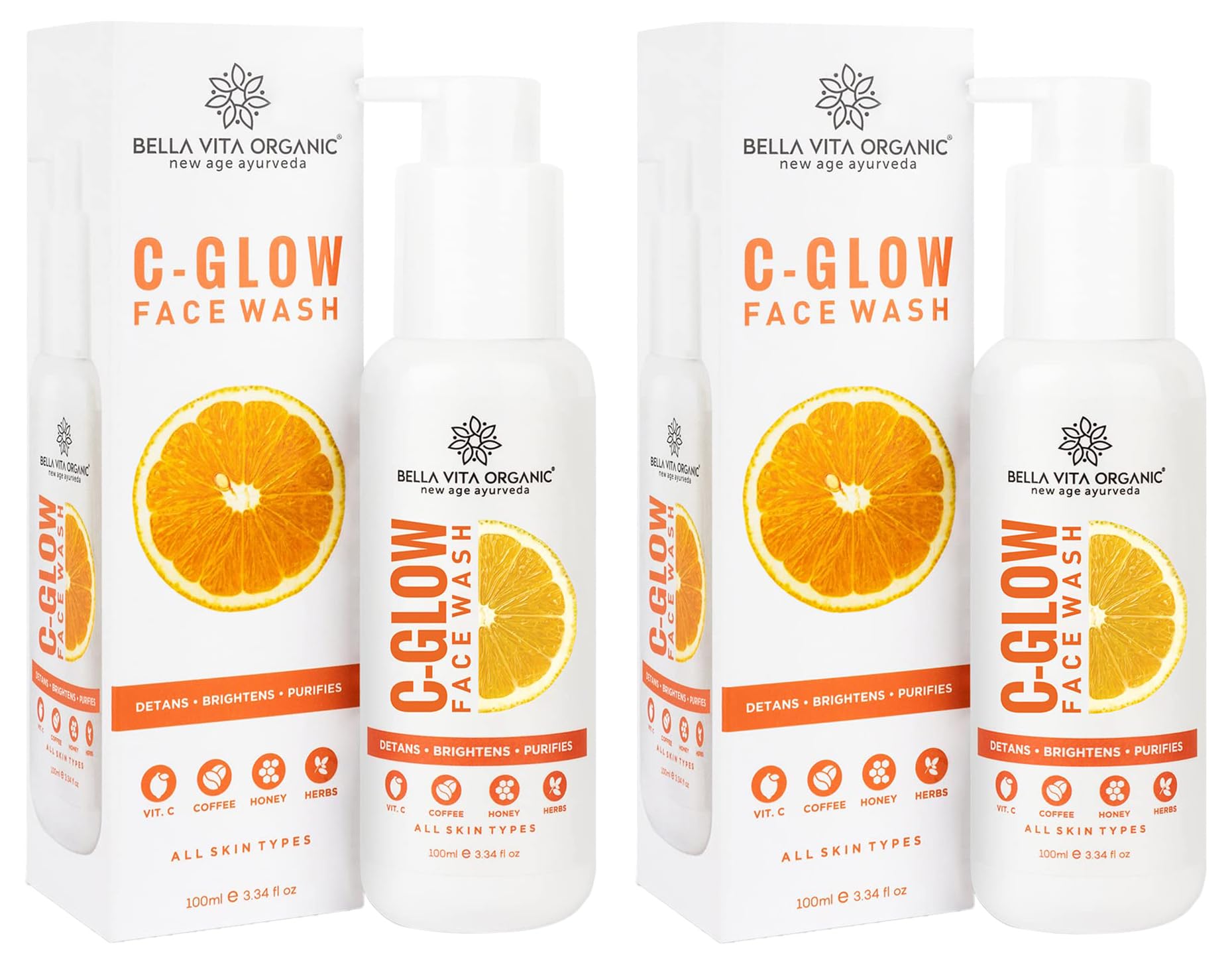 Bella Vita Organic Vitamin C-Glow Natural Face Wash With Honey, Aloe And Sandalwood, Oil Control, Acne Removal And Glowing Skin 
