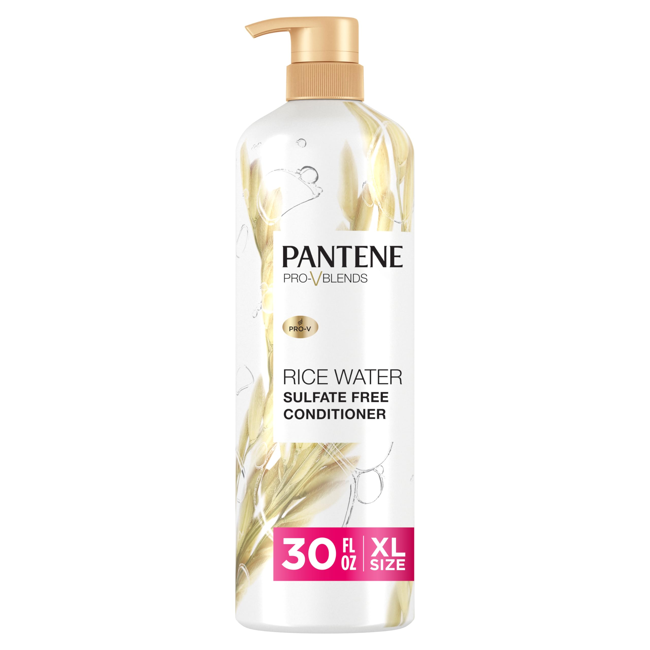 Pantene Conditioner, With Rice Water, Protects Natural Hair Growth, Volumizing, For Women, Nutrient Infused With Vitamin B5, Pro