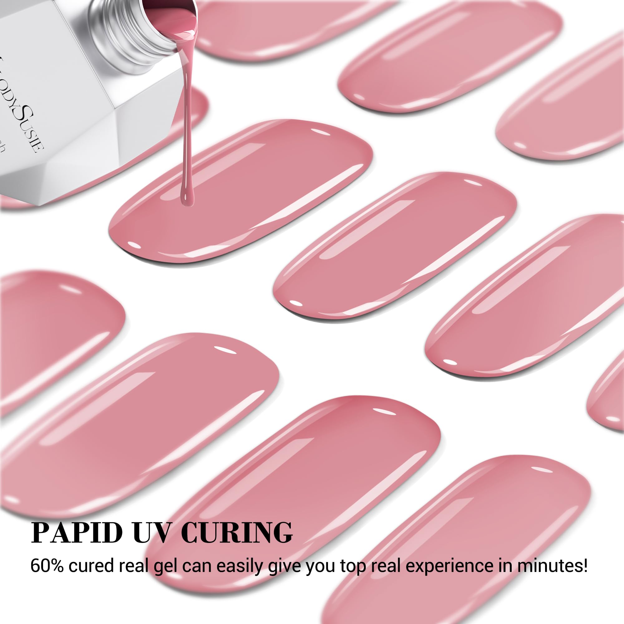 Melodysusie Semi Cured Gel Nail Strips (Genuine Pink)- Works With Nail Lamp, Salon-Quality, Long Lasting, Easy To Apply & Remove
