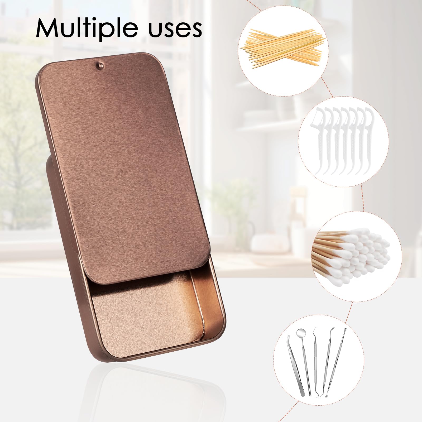 Adorila 6 Pack Glide Dental Floss Case, Portable Metal Dental Pick Dispenser, Refillable Travel Floss Pick Organizer Case for fo