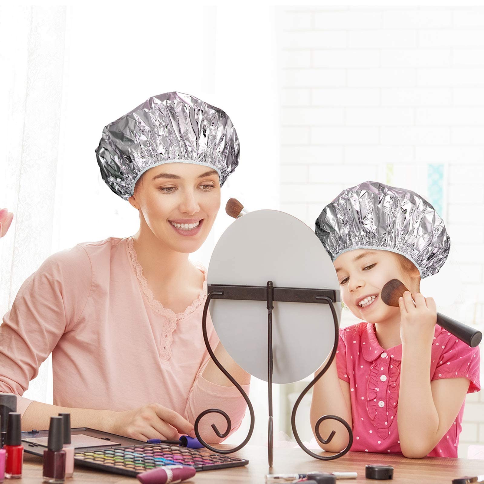 12 Pieces Deep Conditioning Caps Aluminum Foil Reusable Hair Processing Caps Hair Coloring Shower Caps For Home Salon Use (Golde