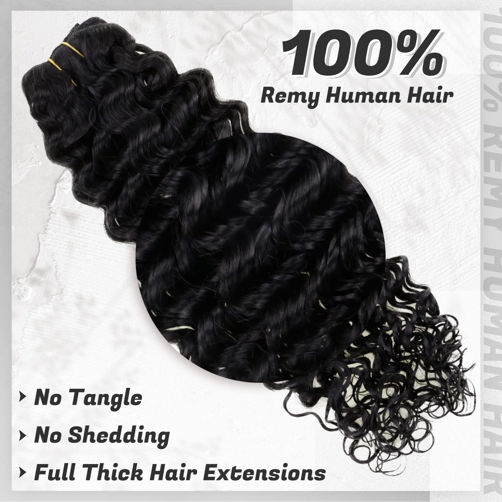 Hetto Curly Clip In Human Hair Extensions Full Head Natural Black Clip In Hair Extensions Remy Hair Water Wavy Clip On Extension