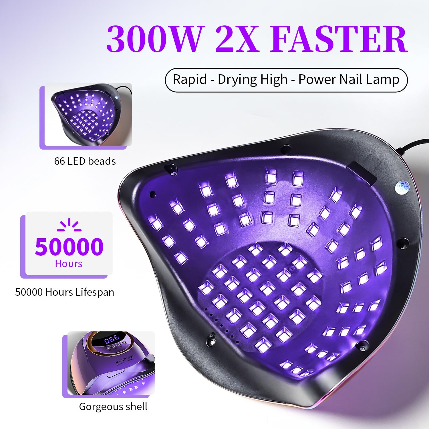 JEWHITENY Purple Fast U V Dryer for Gel Nail Polish:Gel Manicure U V Light with 4 Timers & Automatic Sensor Gel Nail Lamp Profes