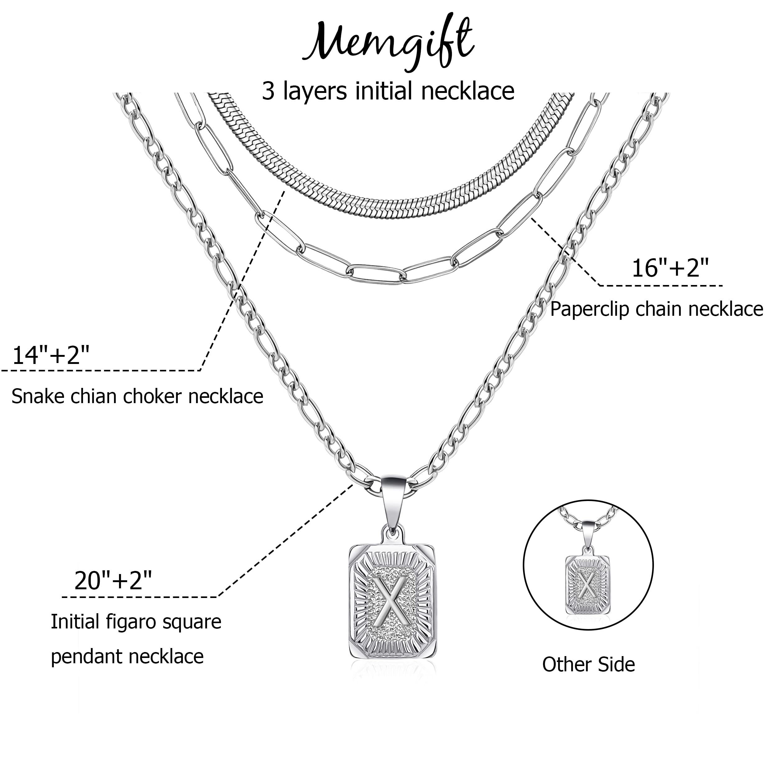 Memgift Tarnish Free Gold Necklace Dainty Trendy Paperclip Snake Choker Silver Stainless Steel Figaro Chain Layered Necklaces Je