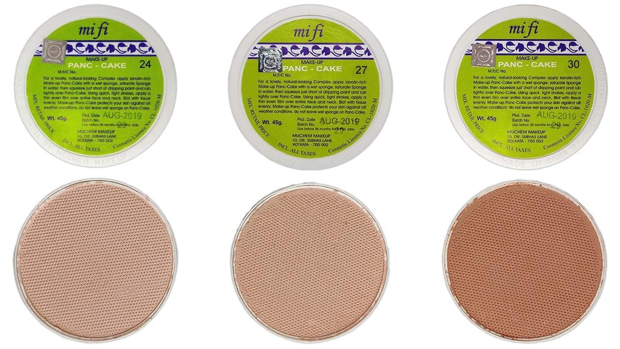 Pmw  Mifi Pancake Foundation, Pack Of 3 Different Shades, Classical Dance Makeup, No. 24, 27, 30