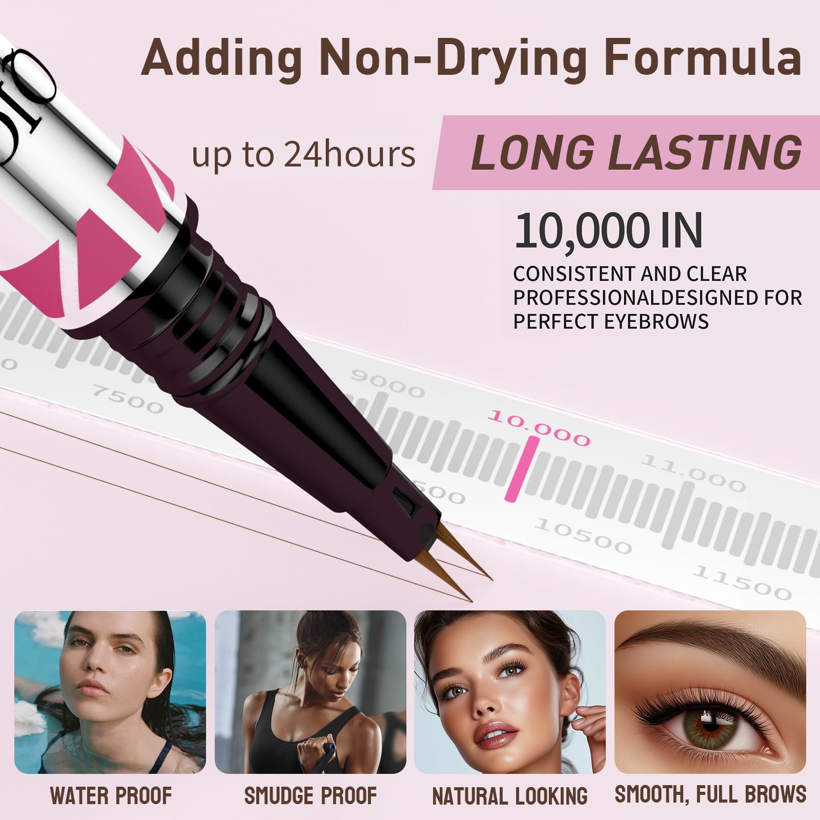 Eyebrow Pencils for Women, 2-in-1 Dual-Ended Microblading Eyebrow Pencil Waterproof with 2 Fork Tip and Spoolie Brush for Hair-L