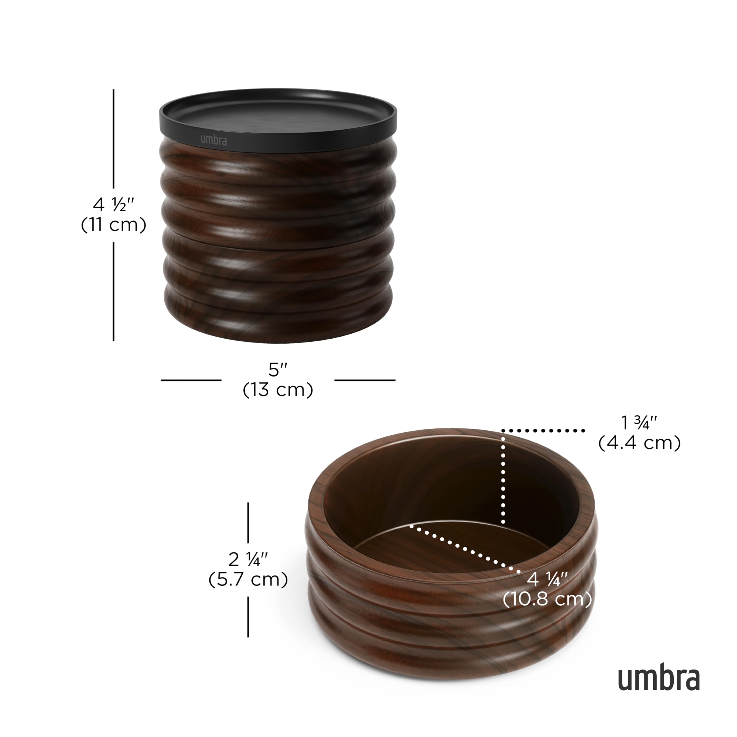 UMBRA Tesora Wood Jewelry Box, Black/Walnut